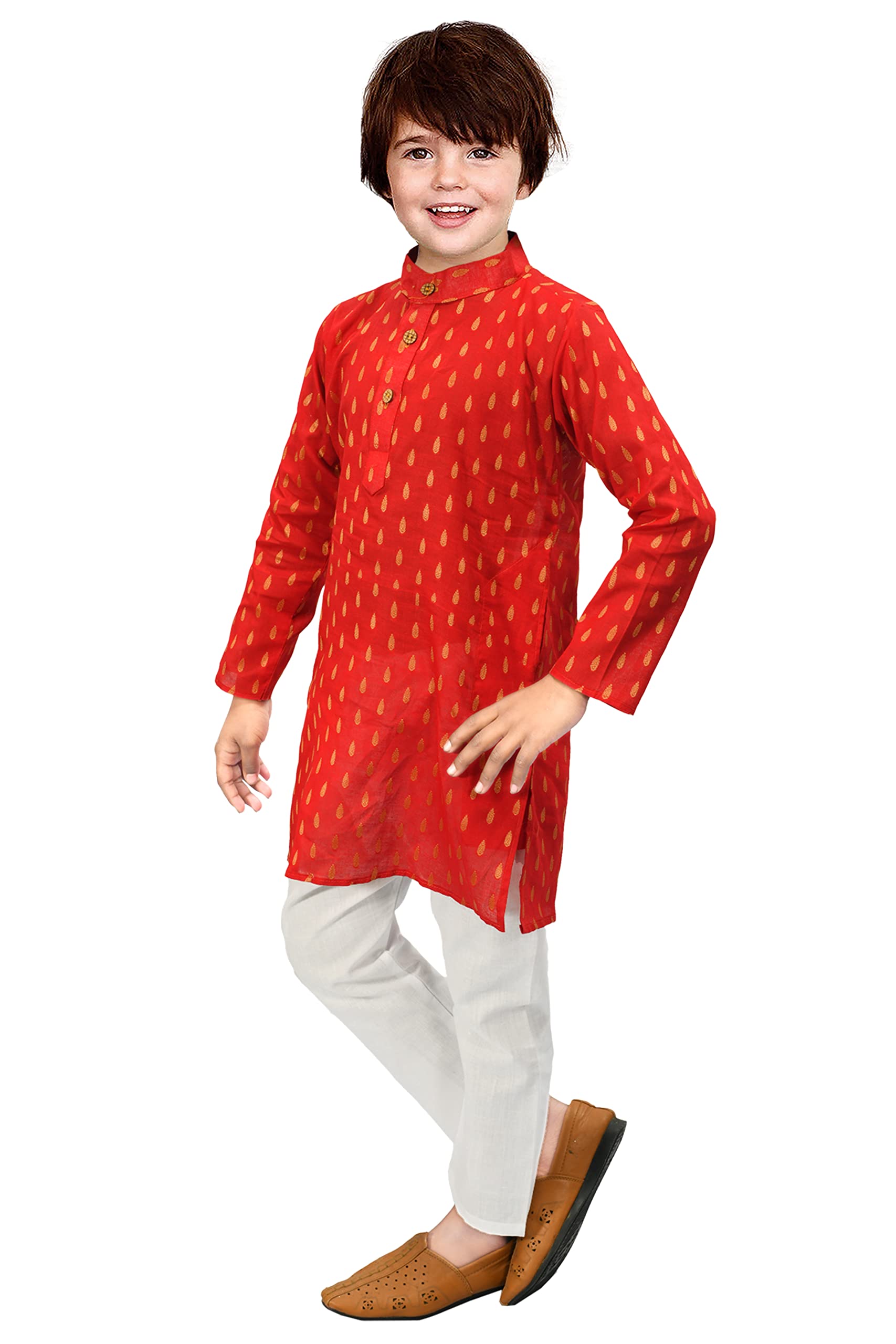 Taimoor Boys Kurta Pyjama Set - Red - Image 4
