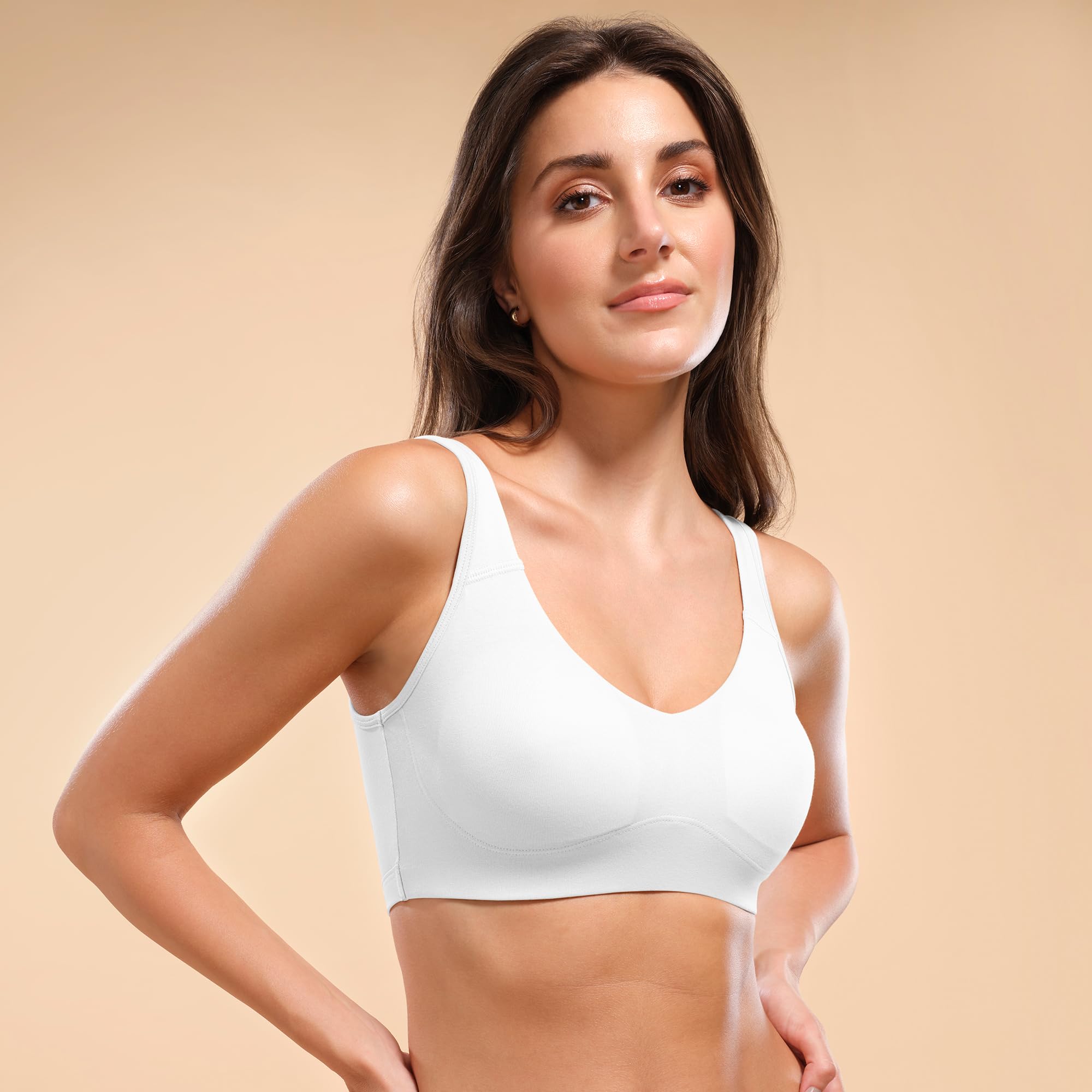 Enamor Women's Cotton Wire Free Bra - White - Image 5