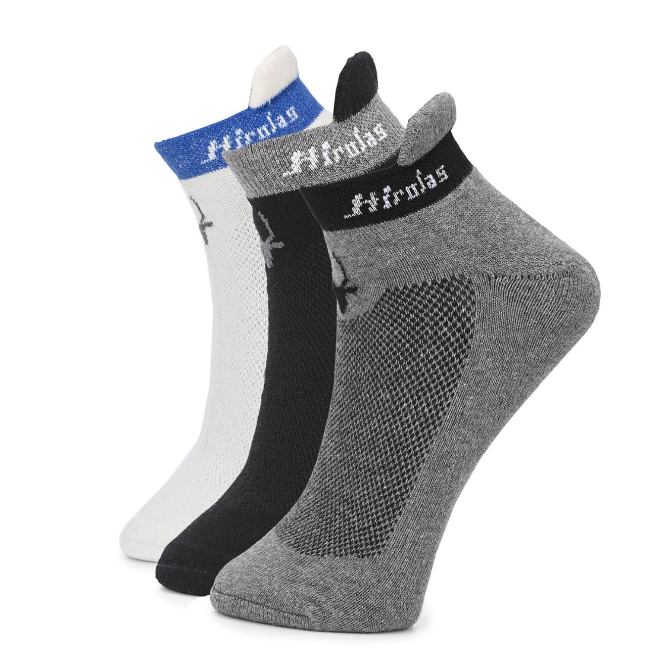 Hirolas Men's Thick Cotton Half Terry Sports Socks - Black, Light Grey, White