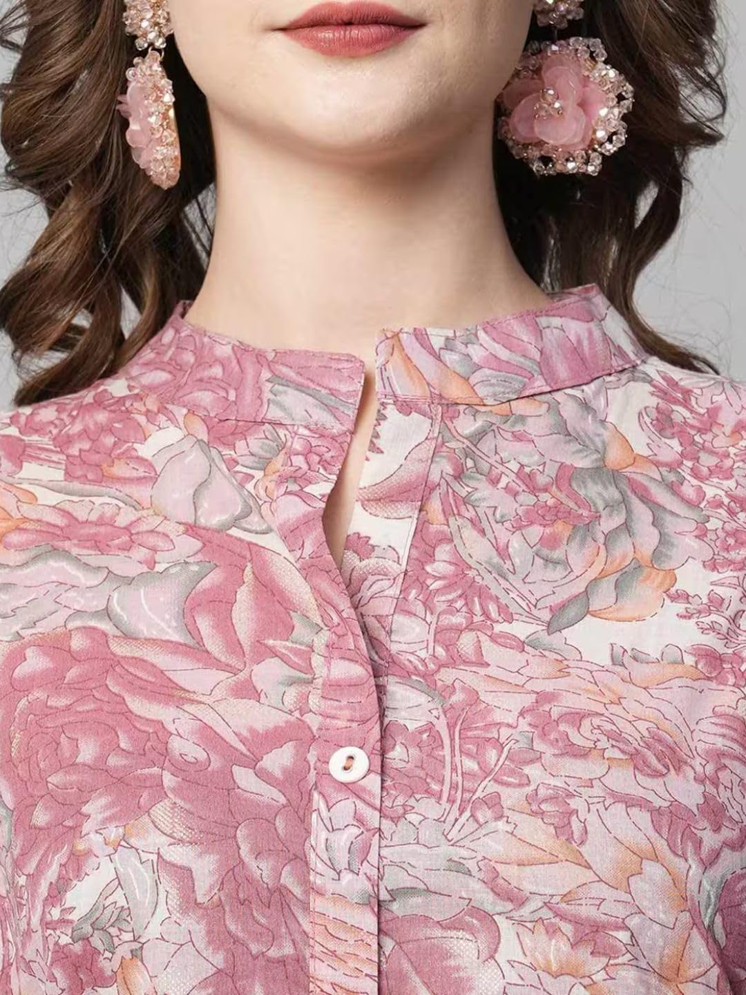 rytras Women's Cotton Printed Kurta and Pant Set - Light Pink - Image 5