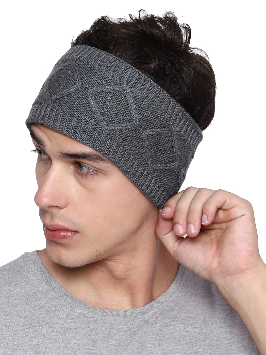 Gajraj Unisex Knitted Woolen Headband - Grey