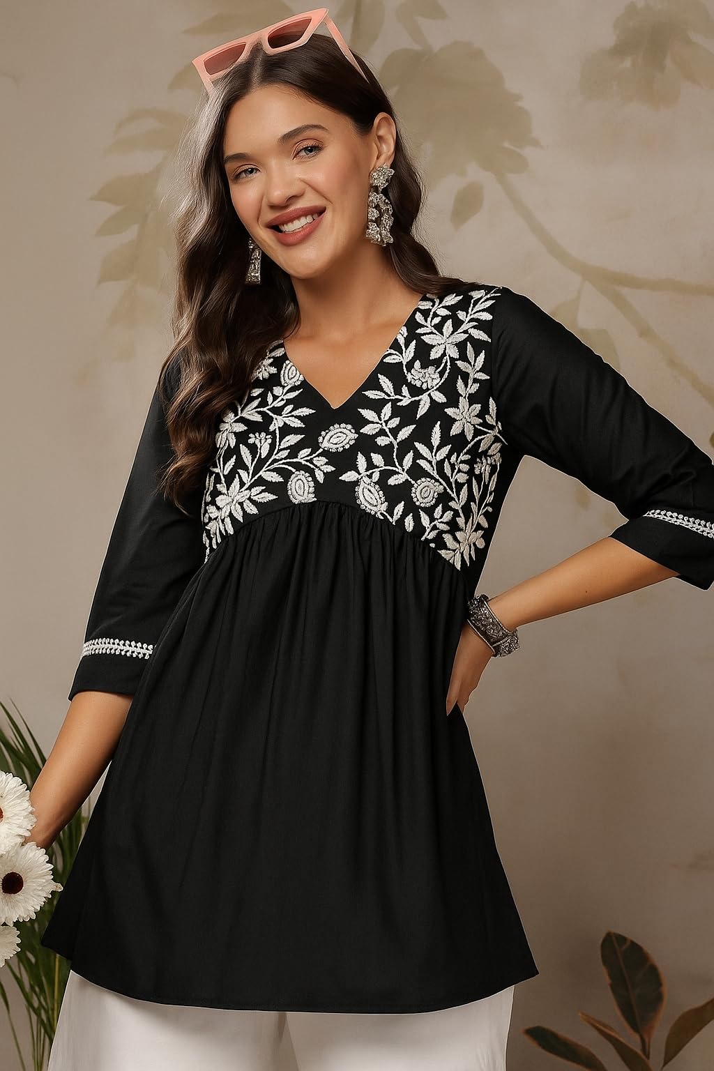 MAHIRA Women's Kurti Black Rayon Tunic Top - Image 5