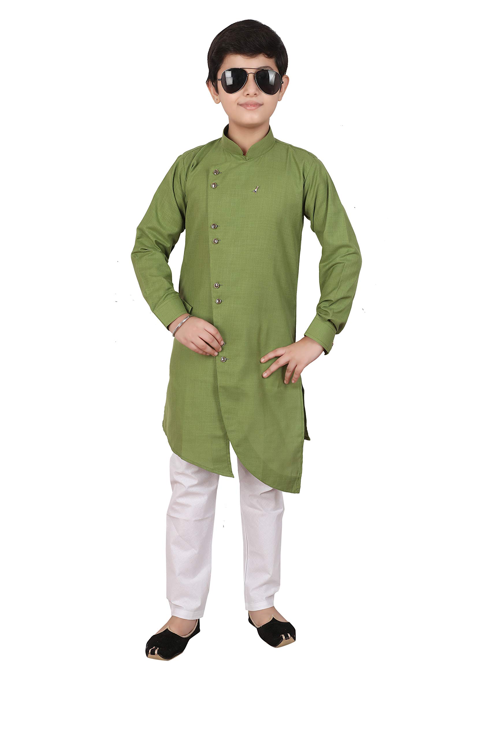 Pro-Ethic Boy's Cotton Blend Kurta Pajama Set - Green