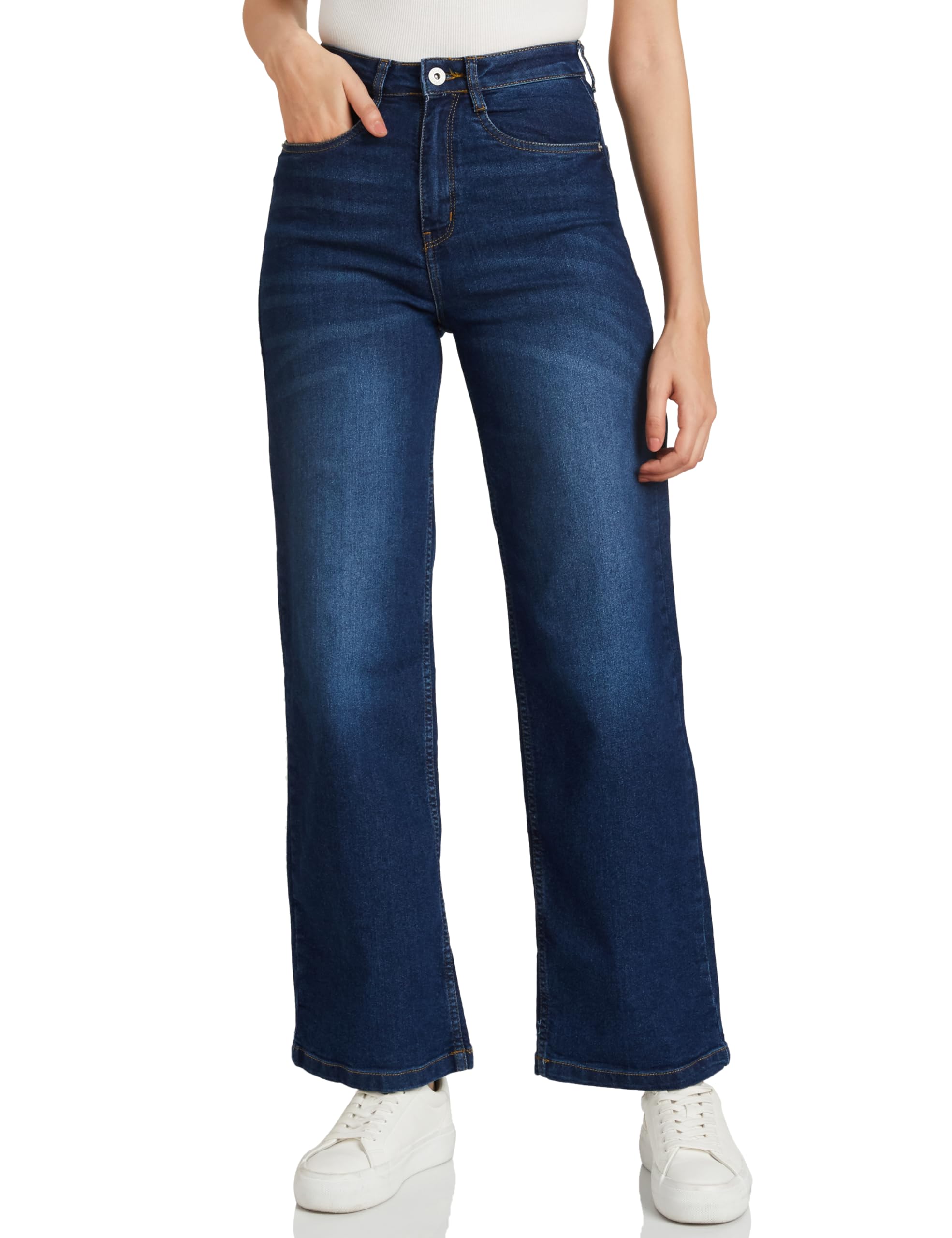 Amazon Women Wide Leg Jeans - Mid Blue