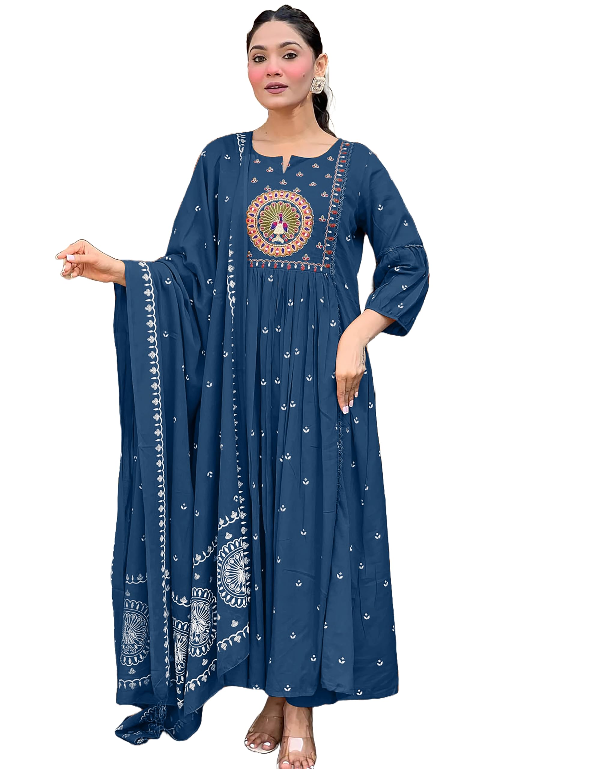 KLOSIA Multicolored Anarkali Kurta Set for Women