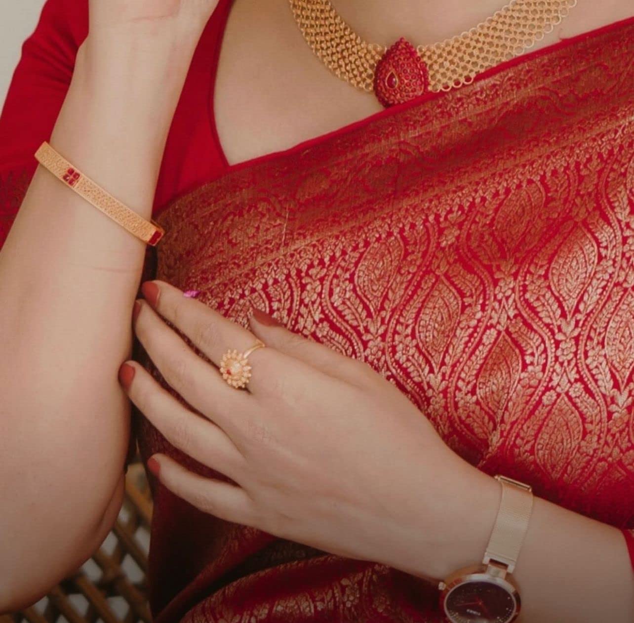 Flosive Banarasi Lichi Silk Saree for Women - Image 2