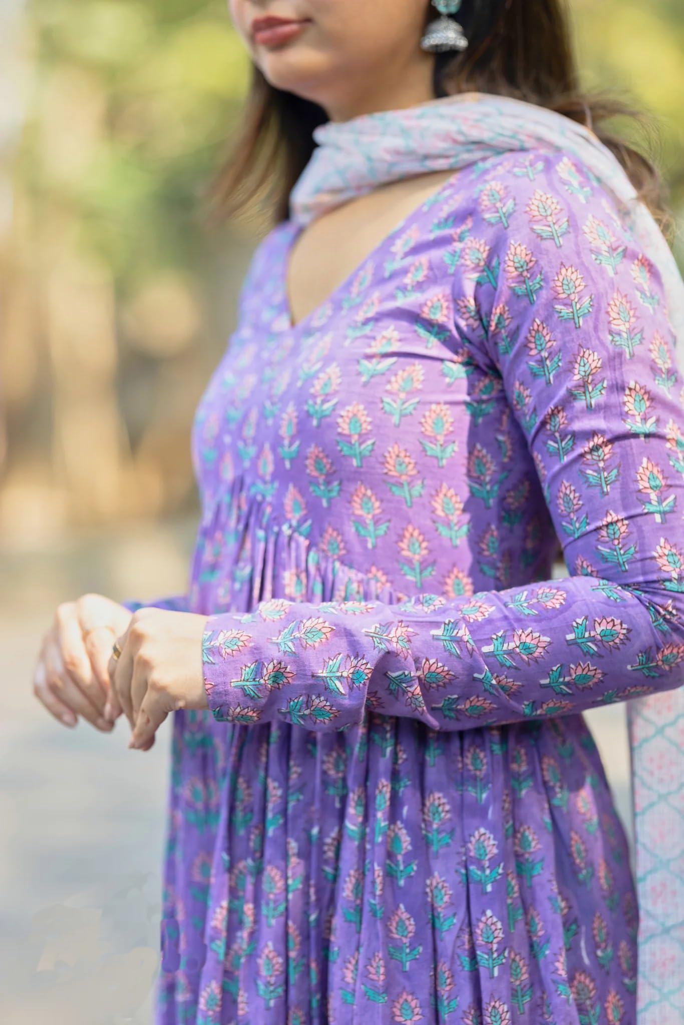 Nermosa Anarkali Kurta Set for Women - Purple - Image 4