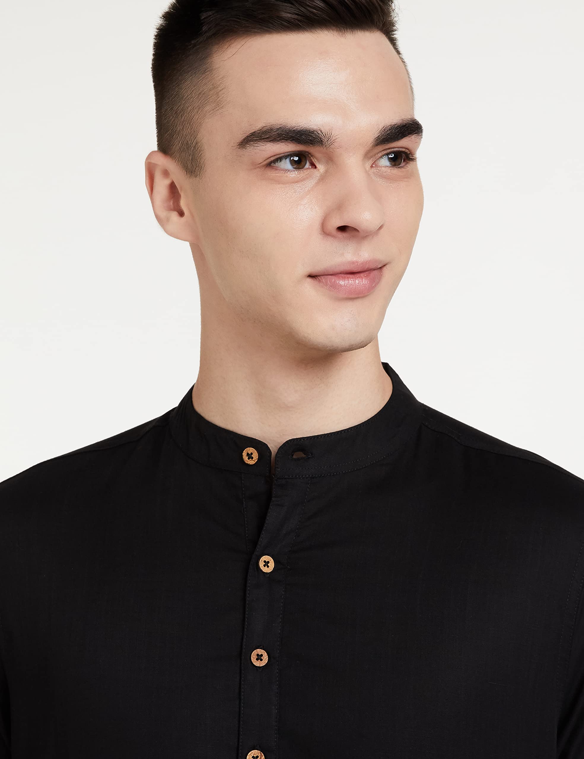 Symbol Men's Cotton Long Kurta - Black - Image 4