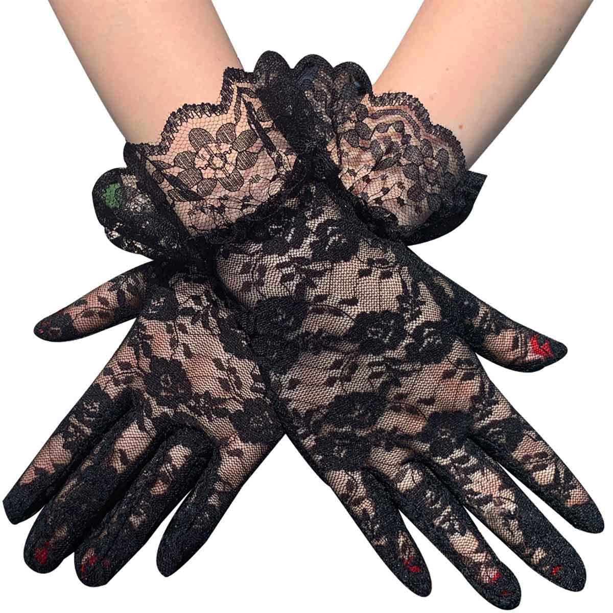 YUPPIN Lace Gloves for Women - Black