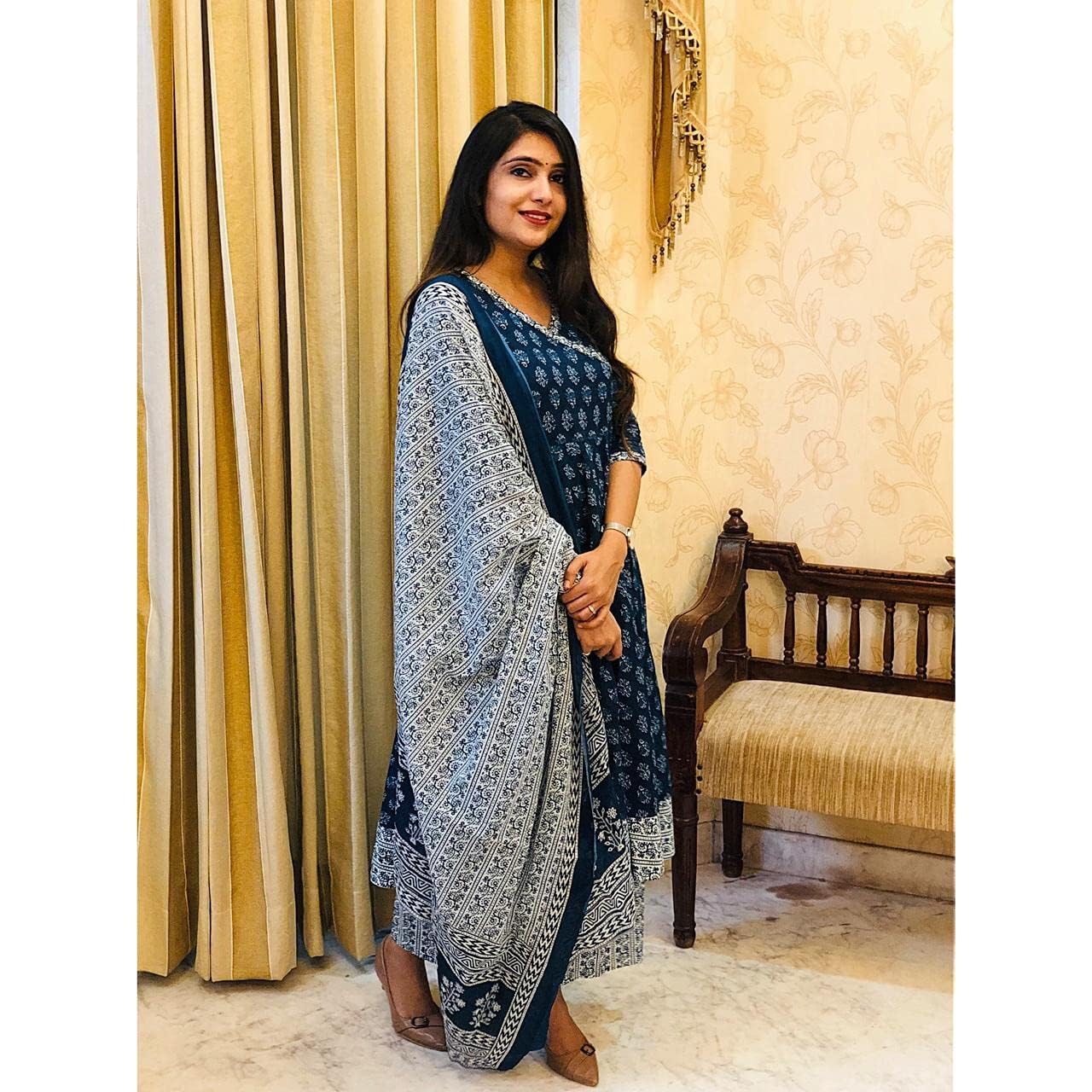 KLOSIA Blue Rayon Anarkali Kurta for Women - Image 3