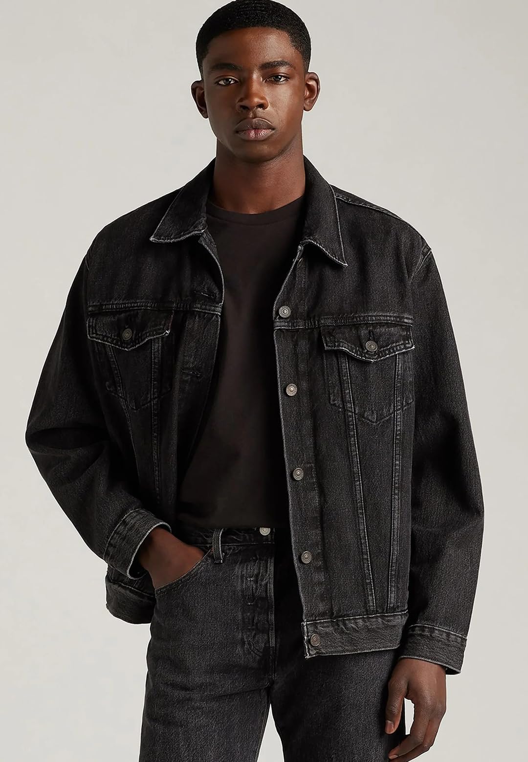 KOTTY Mens Denim Jacket - Black - Image 3