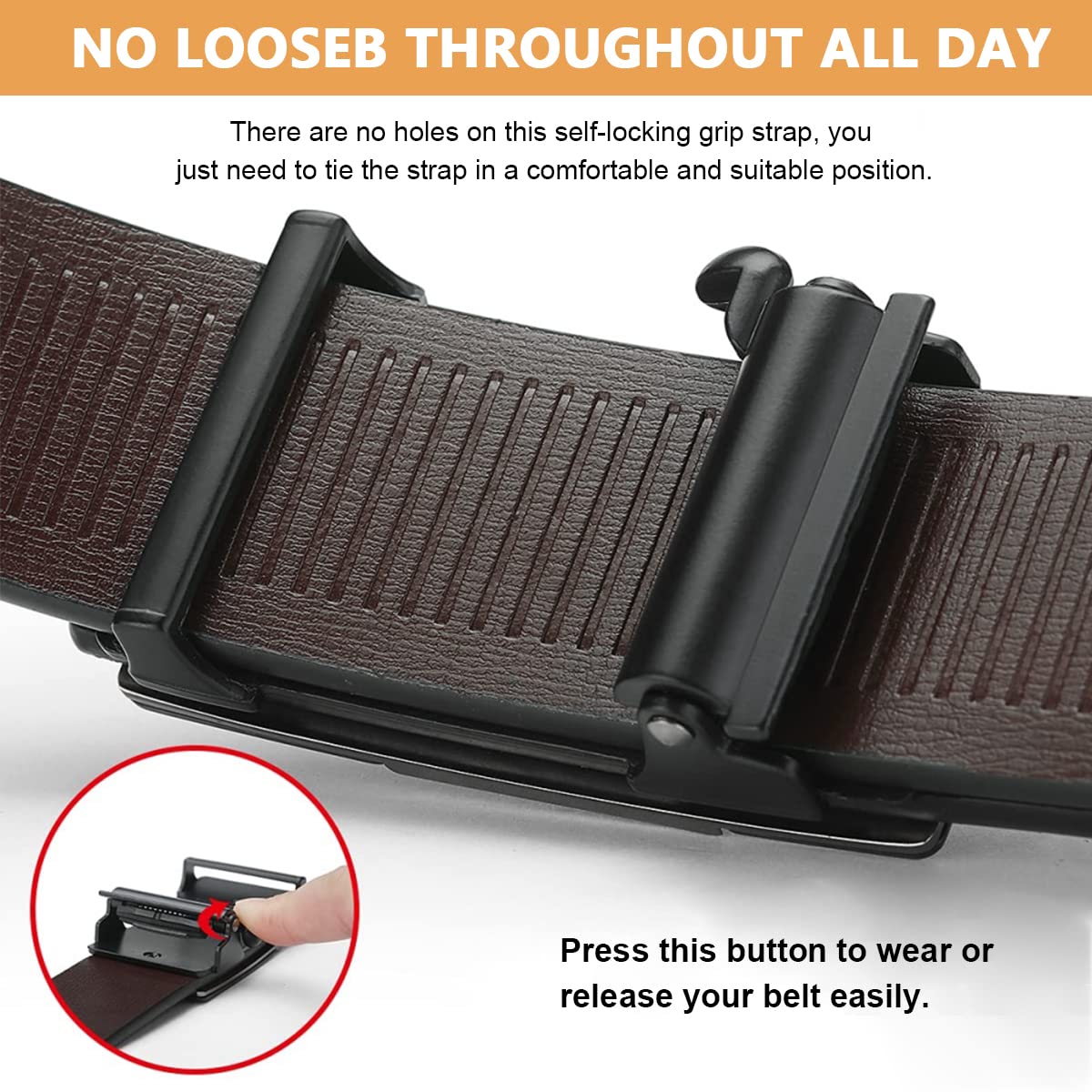 GUSTAVE Men's Leather Belt - Black - Image 4