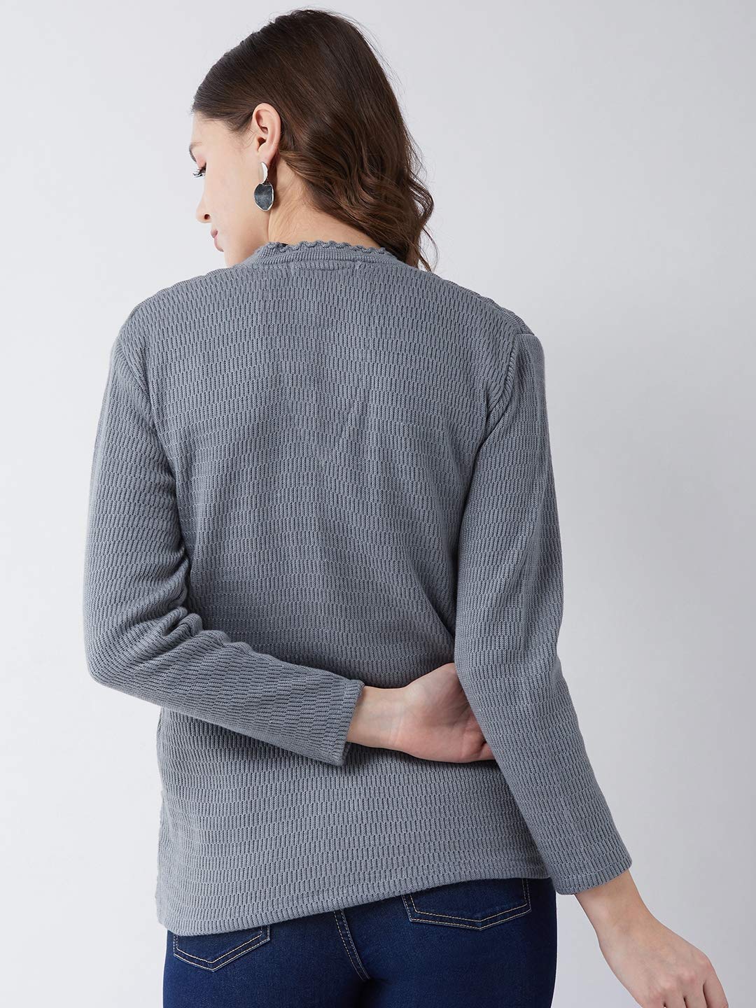 Pivl Women's Grey V-Neck Sweater - Image 5
