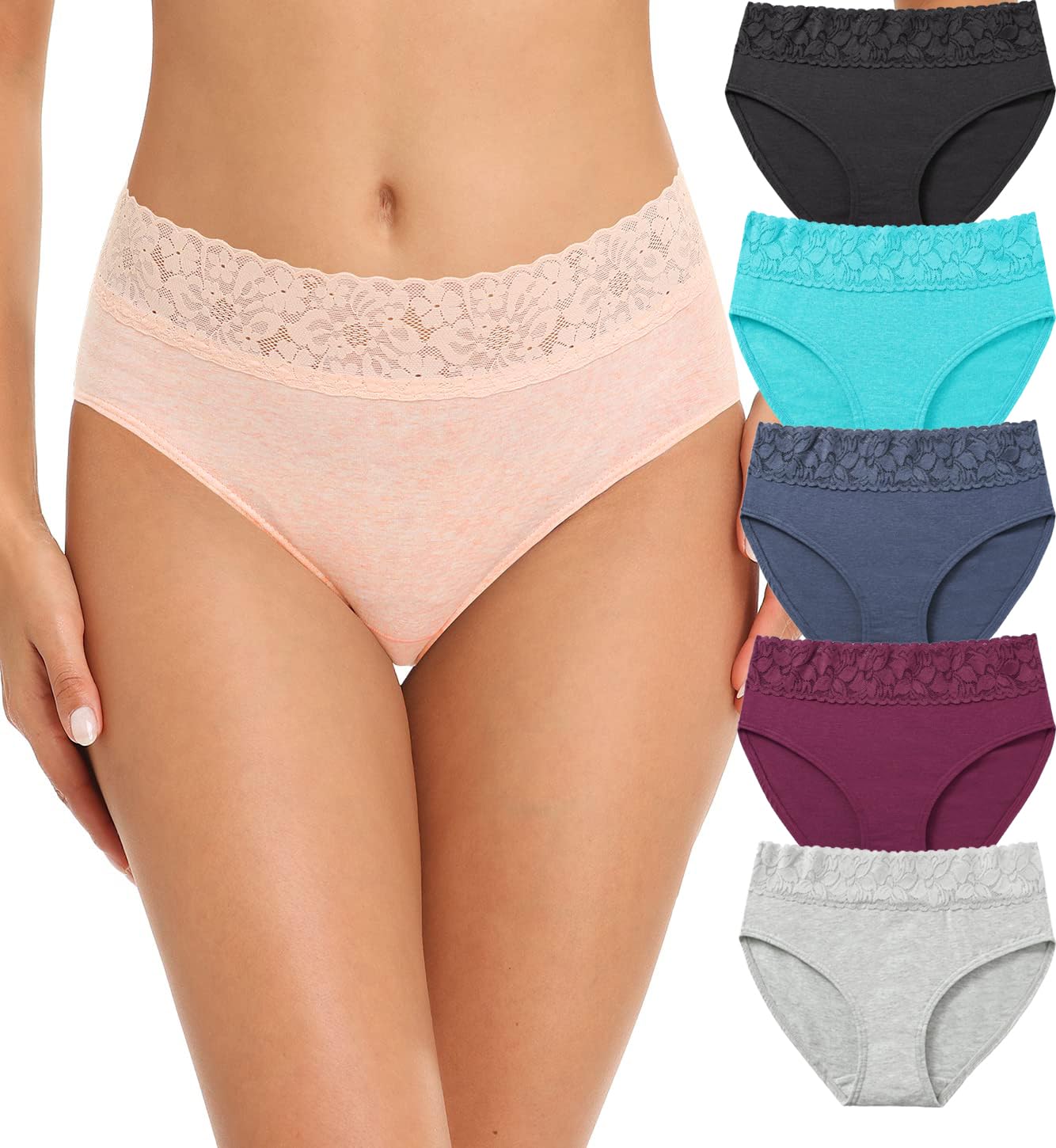 NICSY Women's Cotton Lace Bikini Panties Multicolor