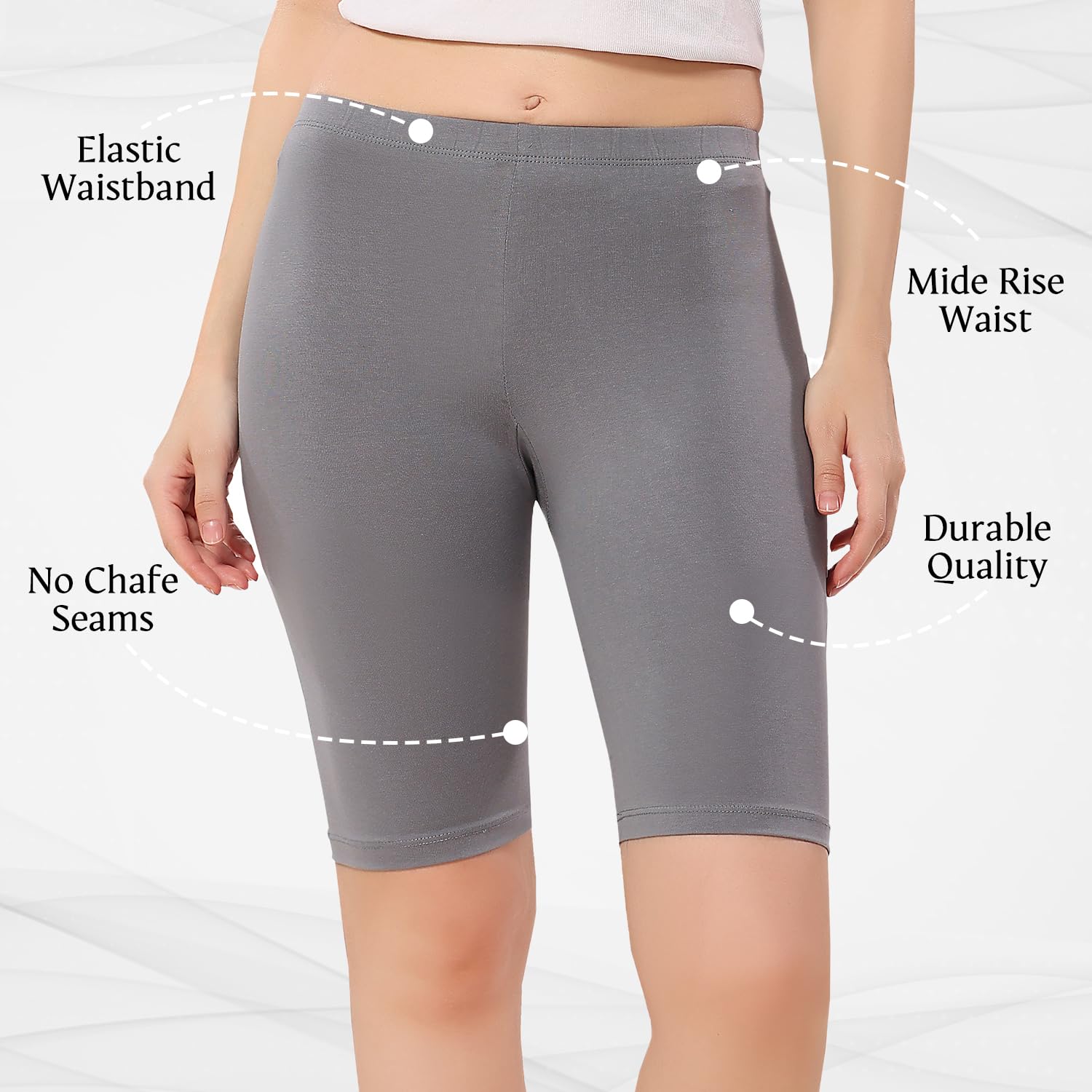 TRASA Women's Dark Grey Biker Shorts - Image 3