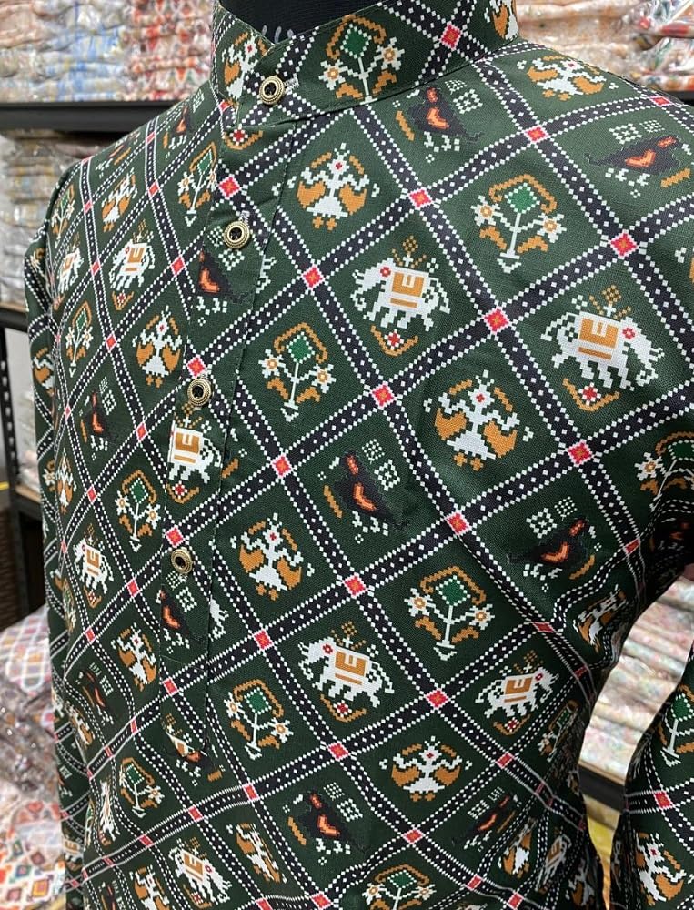 LAZZLY Men's Cotton Blend Printed Long Kurta - Image 5