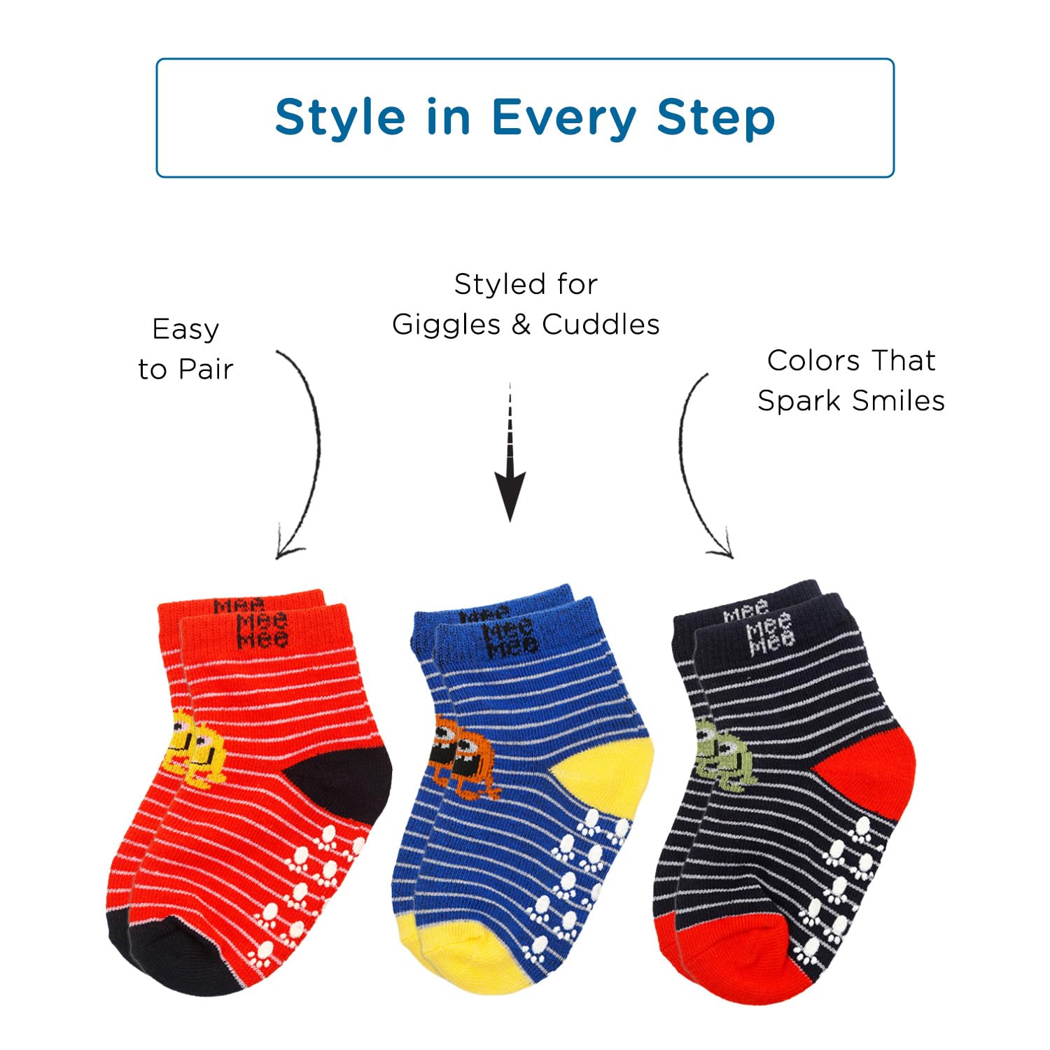 Mee Mee Baby Socks Cotton Anti-Skid - Image 3