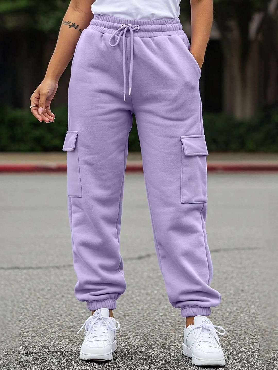 JUNEBERRY Lilac Mid Rise Cargos for Women & Girls - Image 2