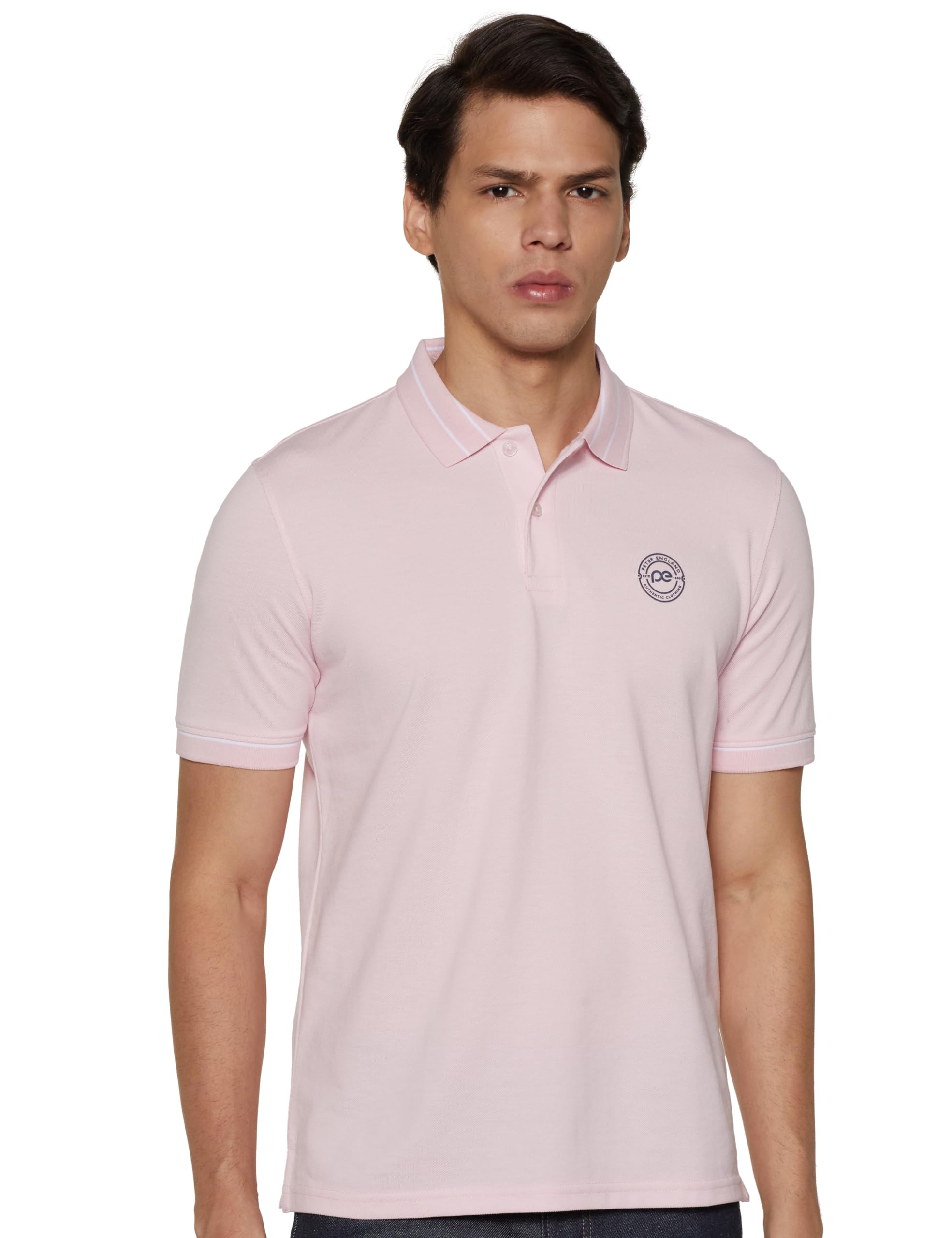 Peter England Men's Pink Polo T-Shirt