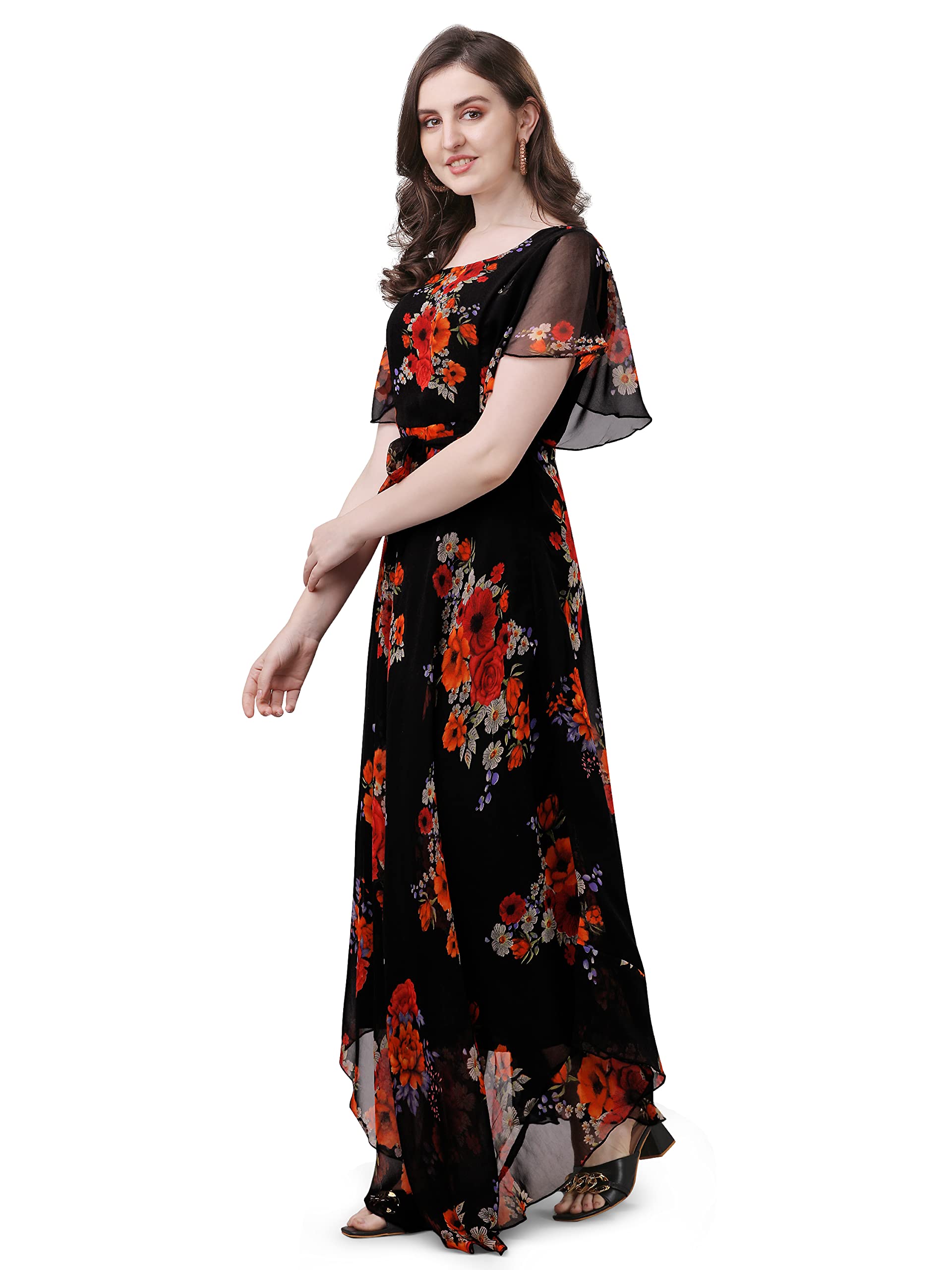 GarbGlide Women Georgette Floral Printed Gown - Image 4