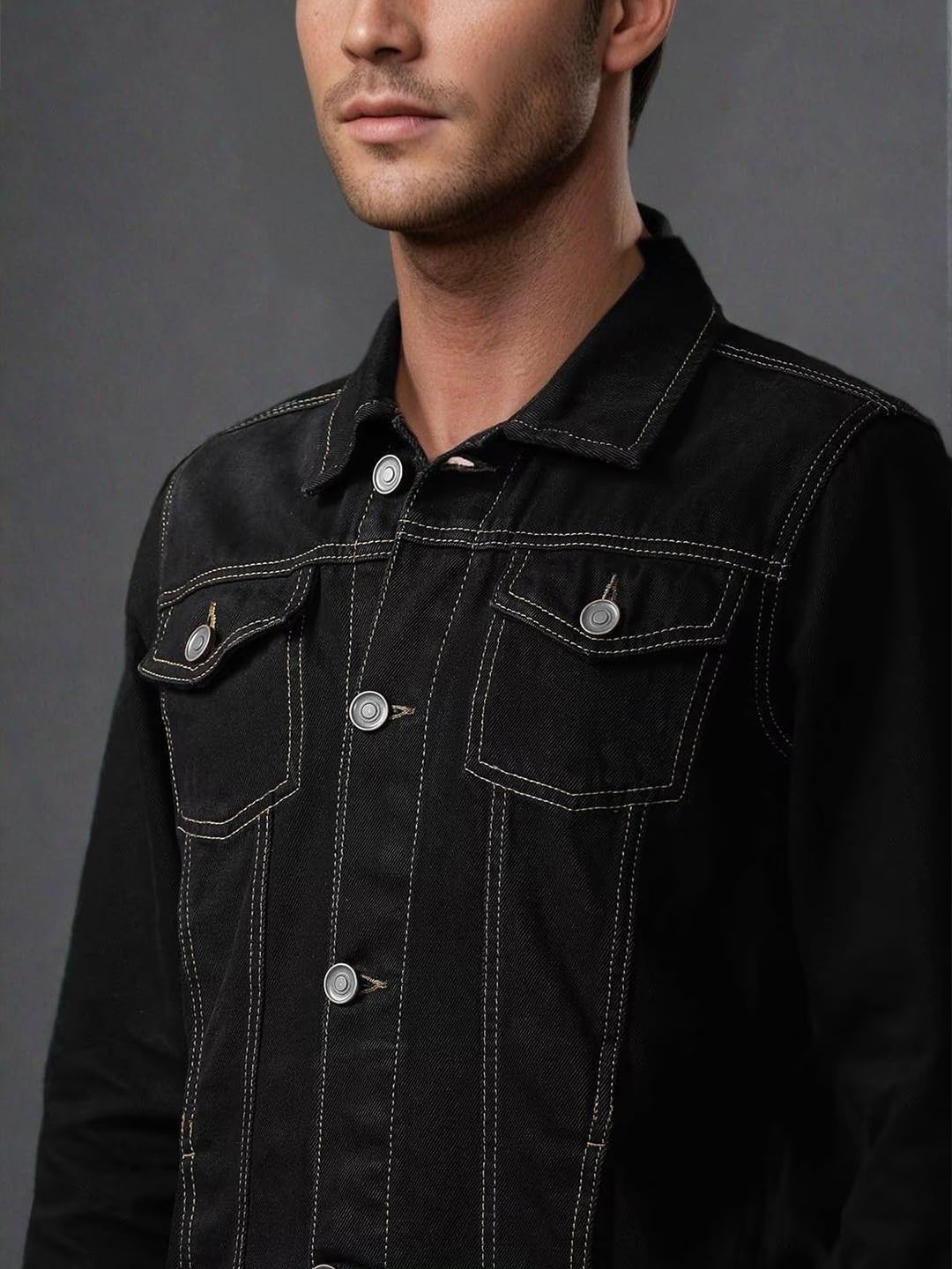 KOTTY Men's Classic Denim Jacket - Black - Image 4