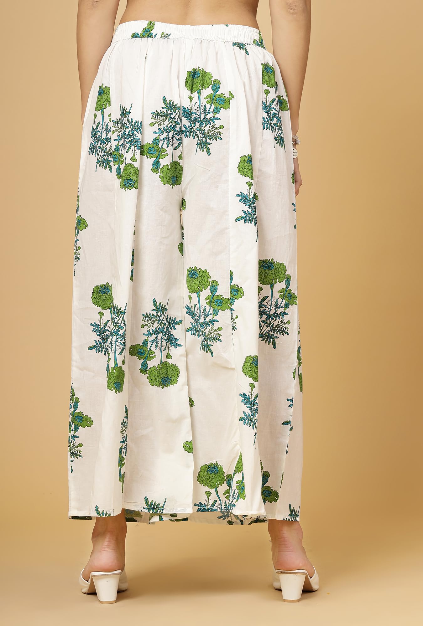 GarbGlide Women Pure Cotton Printed Palazzo - Dark Green - Image 5