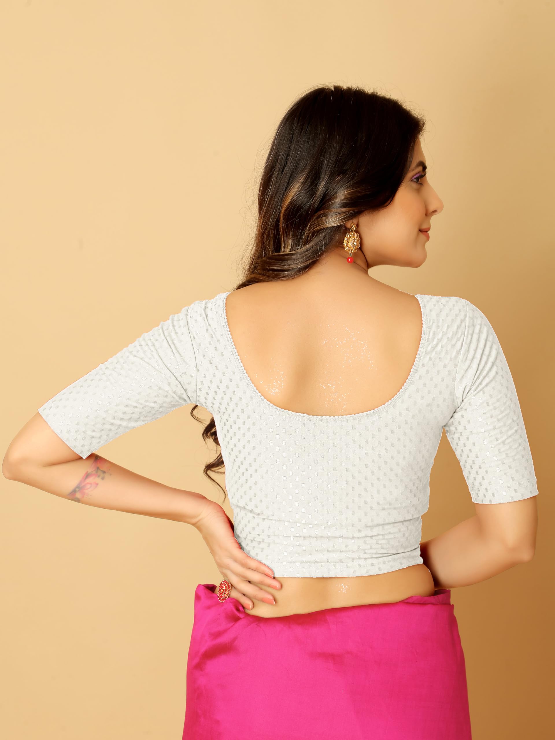 Anarva Women's Saree Blouse - White - Image 5