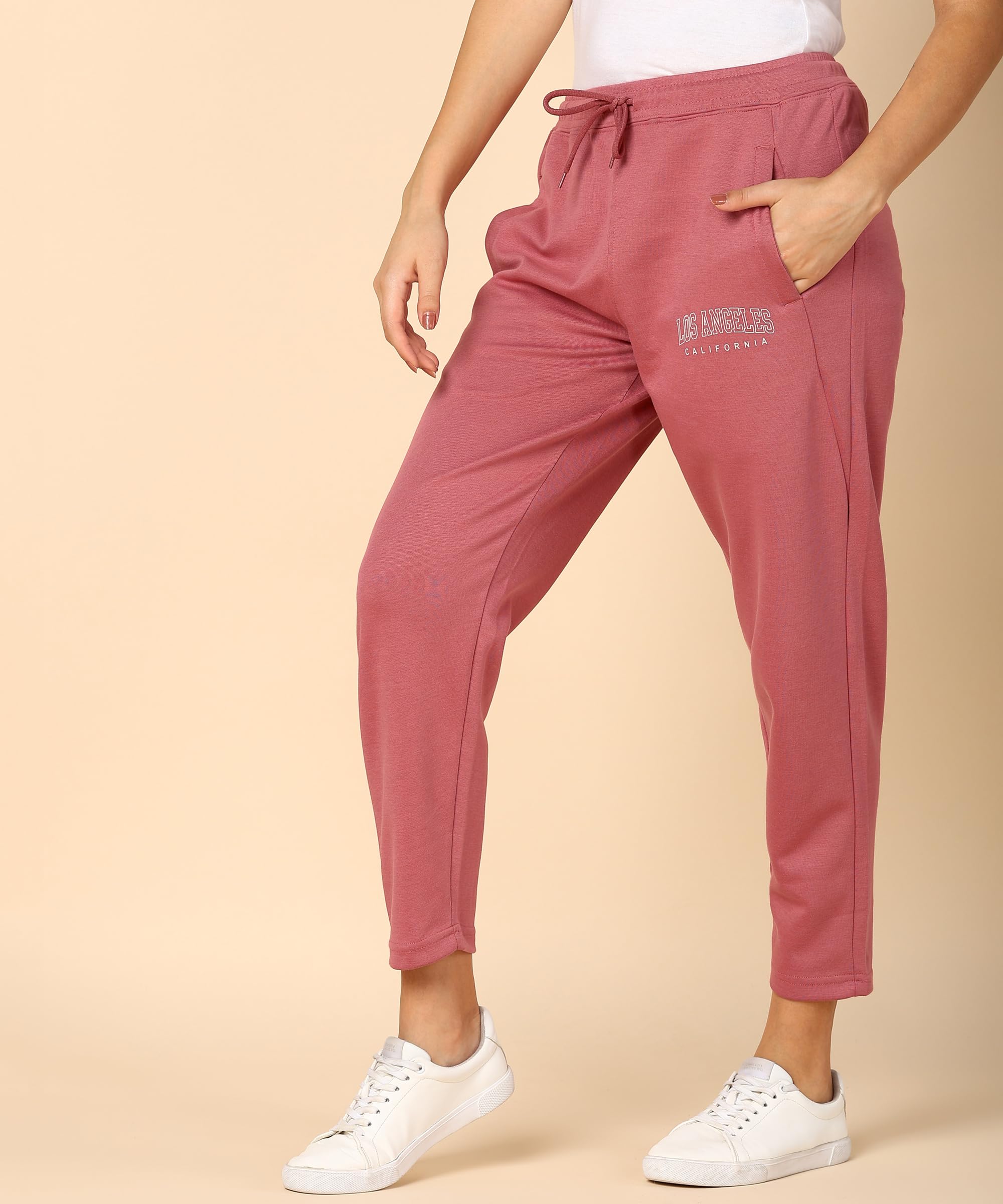 Alan Jones Women's Ankle-Length Cotton Trackpant - Pink - Image 3