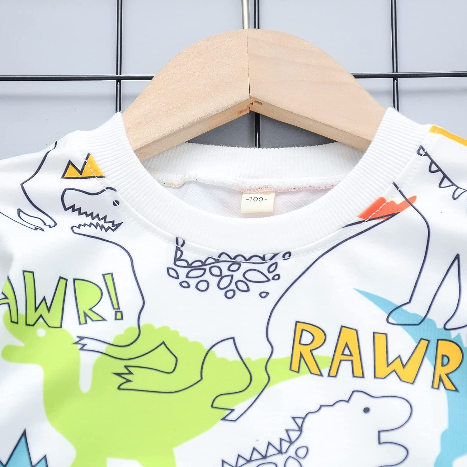 Googo Gaaga Boys Cotton Printed Sweatshirt Set - White - Image 4