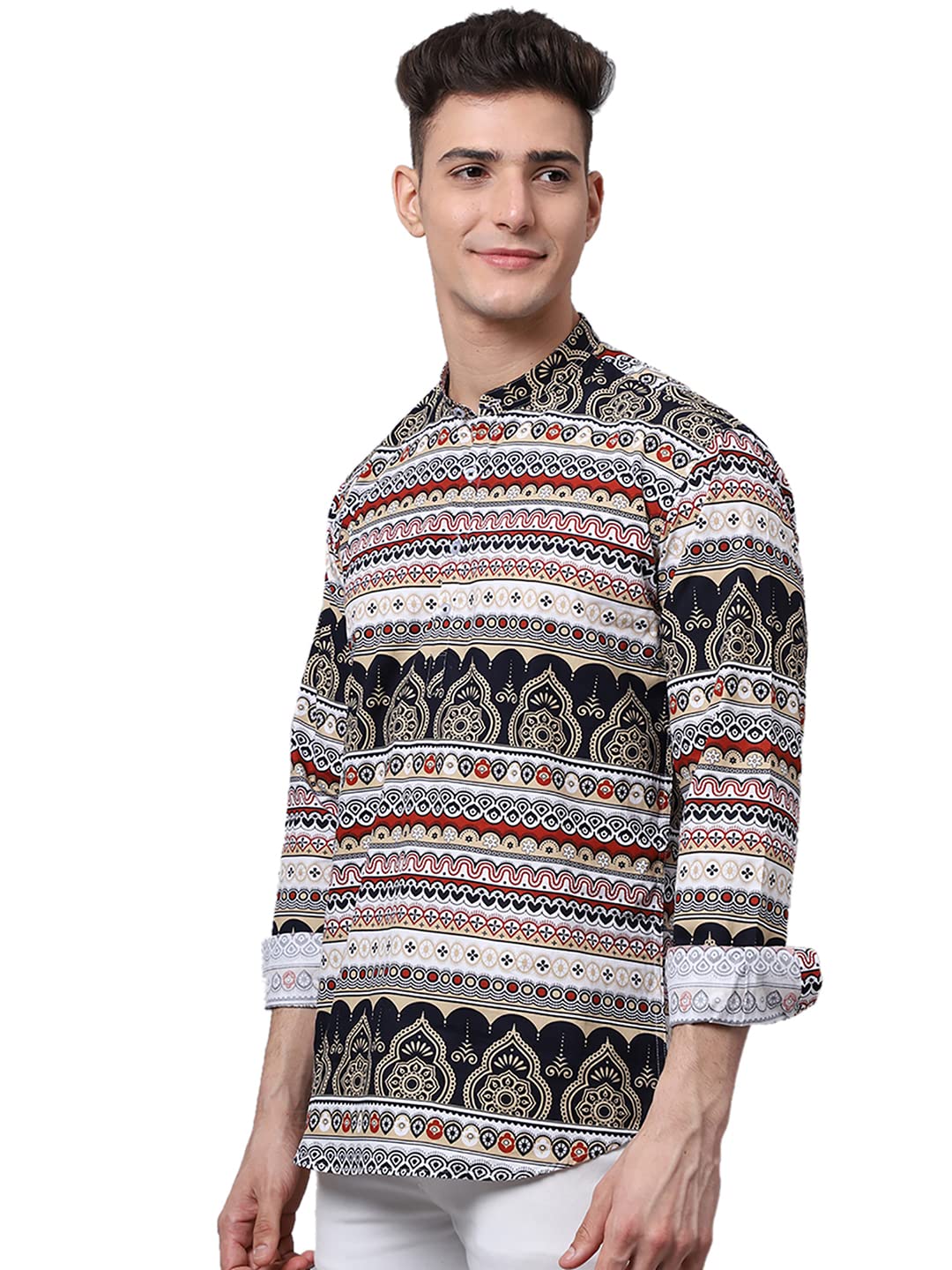 Majestic Men Cotton Printed Kurta - Multicolour - Image 3