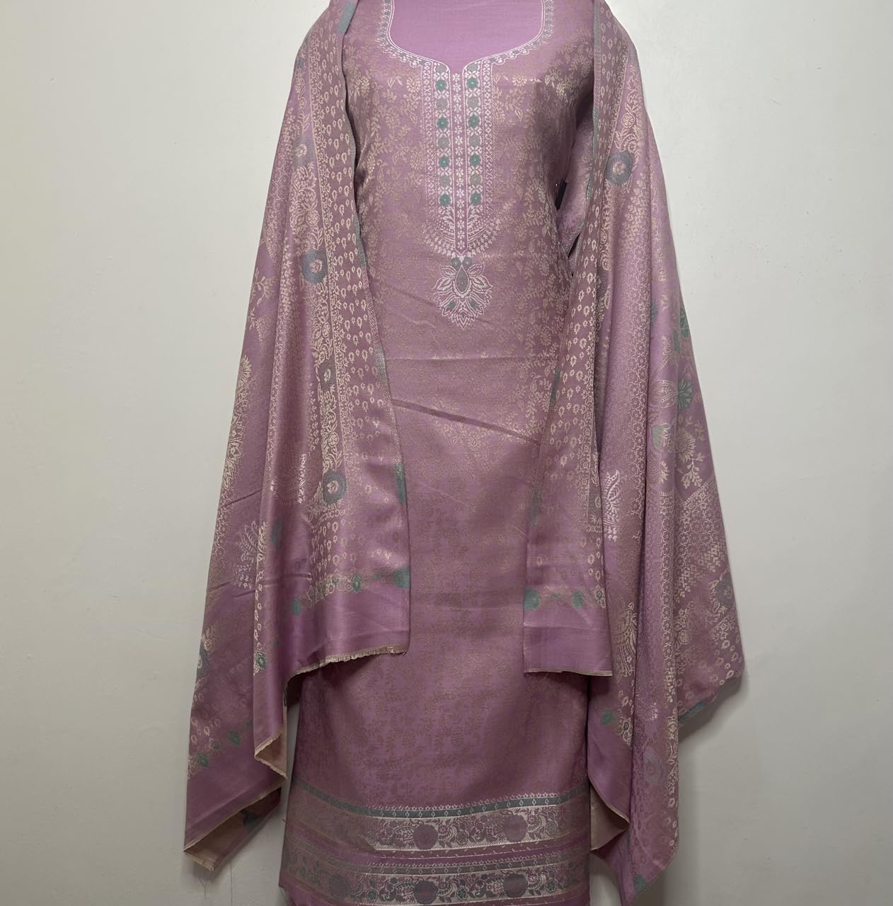 Jayri Pink Woolen Kurta Palazzo Suit for Women - Image 2