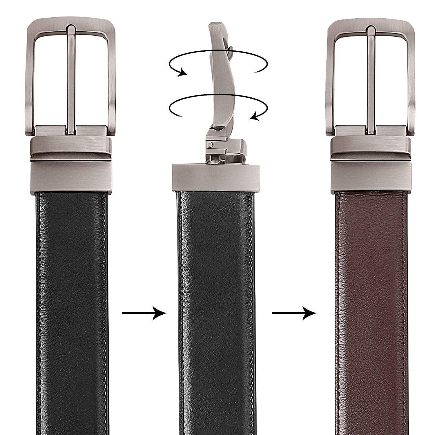 CLUB SPUNKY Reversible PU-Leather Belt for Men - Black & Brown - Image 4