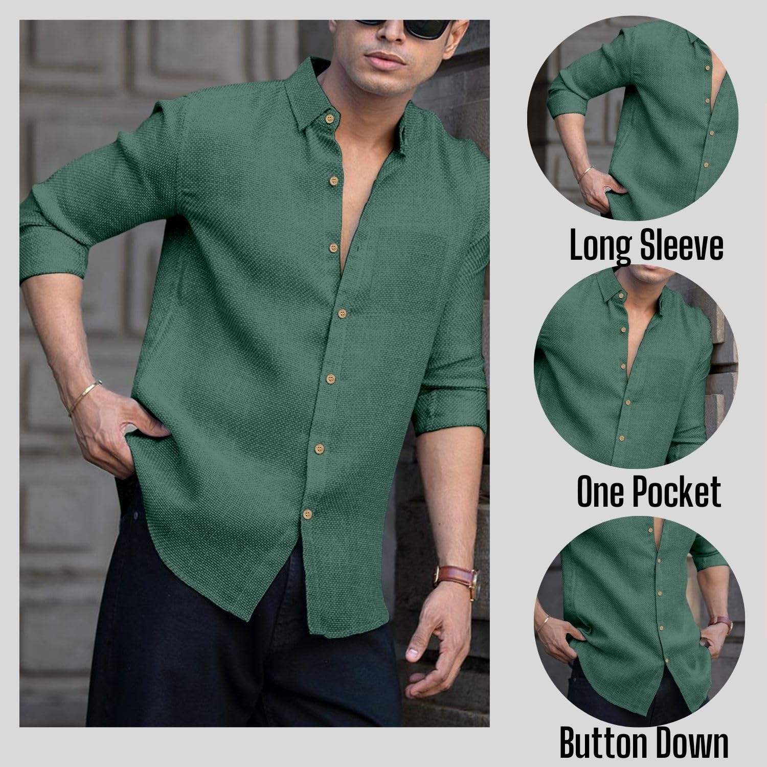 RAIZAX Men Linen Cotton Shirt - Image 5