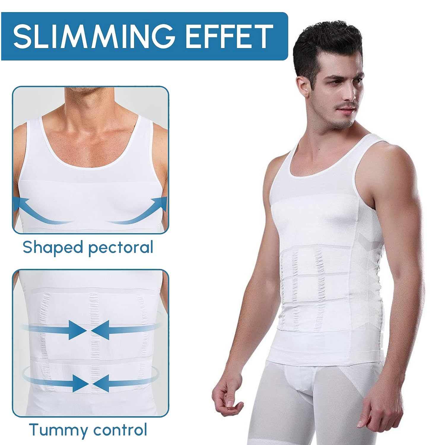 ADA Men's Slimming Body Shaper Vest - White - Image 4