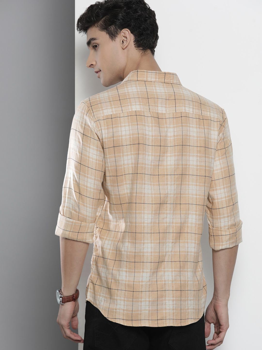 The Indian Garage Co Men's Slim Fit Shirt - Beige - Image 5