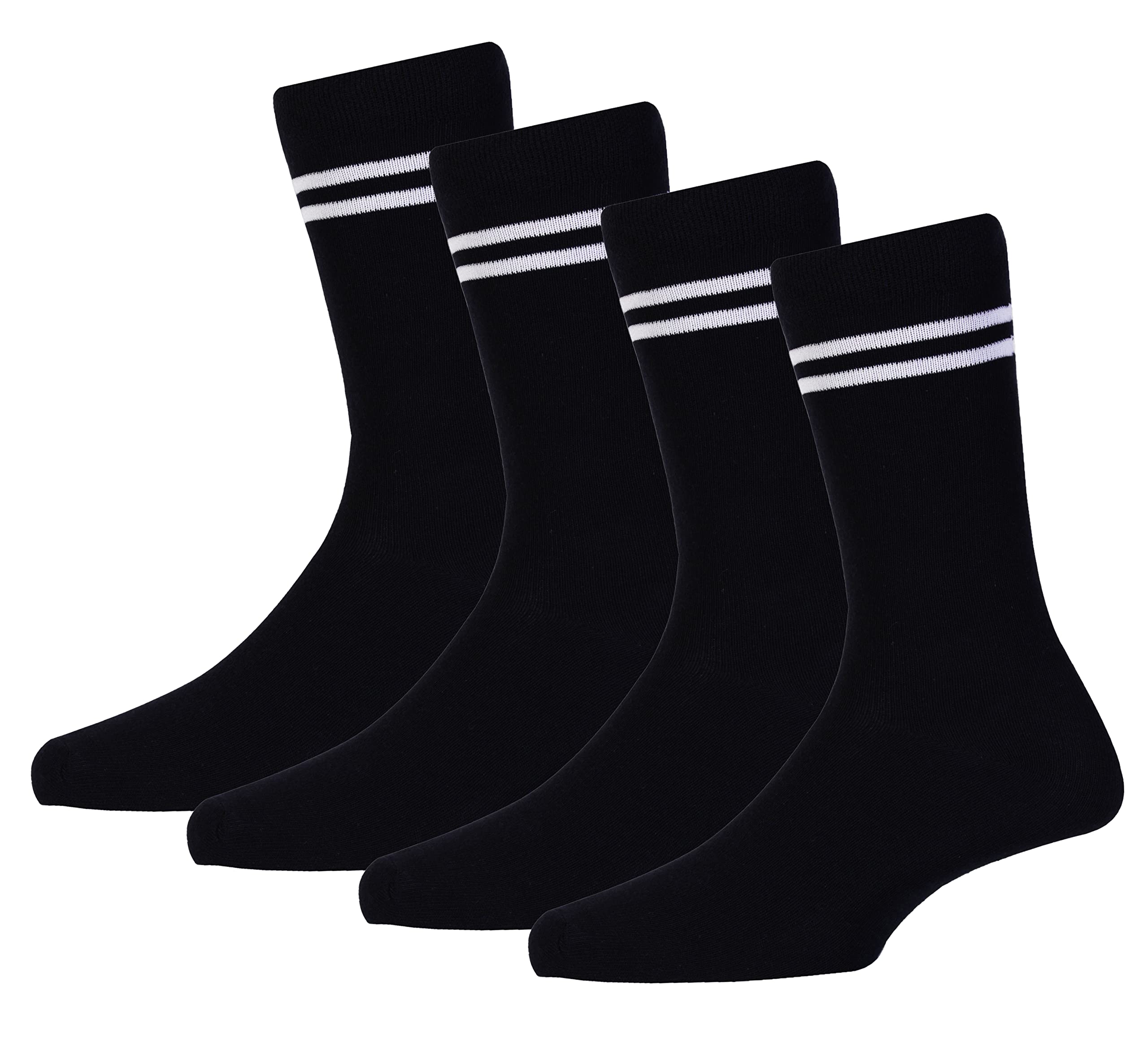 ROYAL CLASS Black & White Striped Calf Socks for Boys & Girls