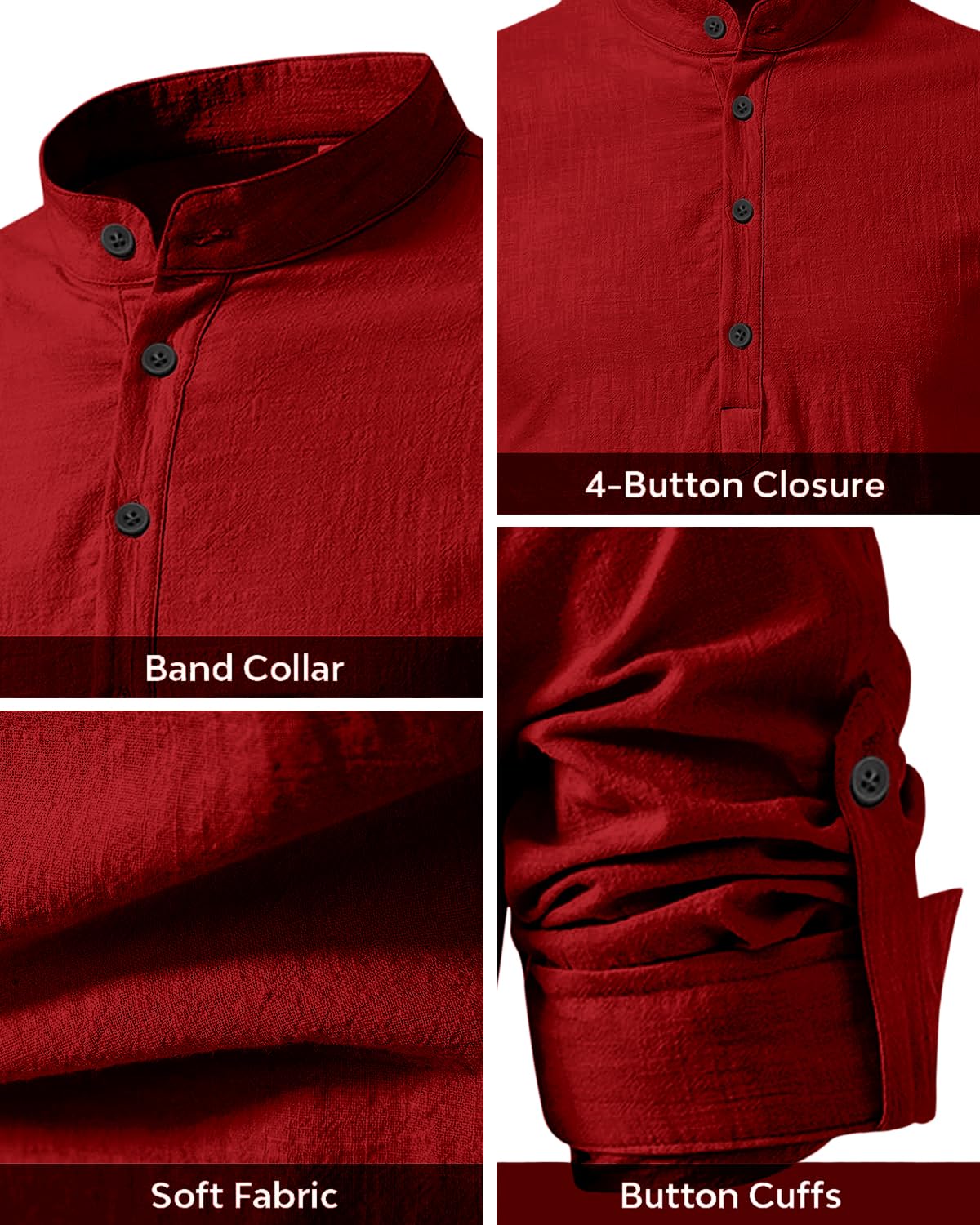 Bellstone Men's Cotton Blend Solid Shirt - Maroon - Image 5