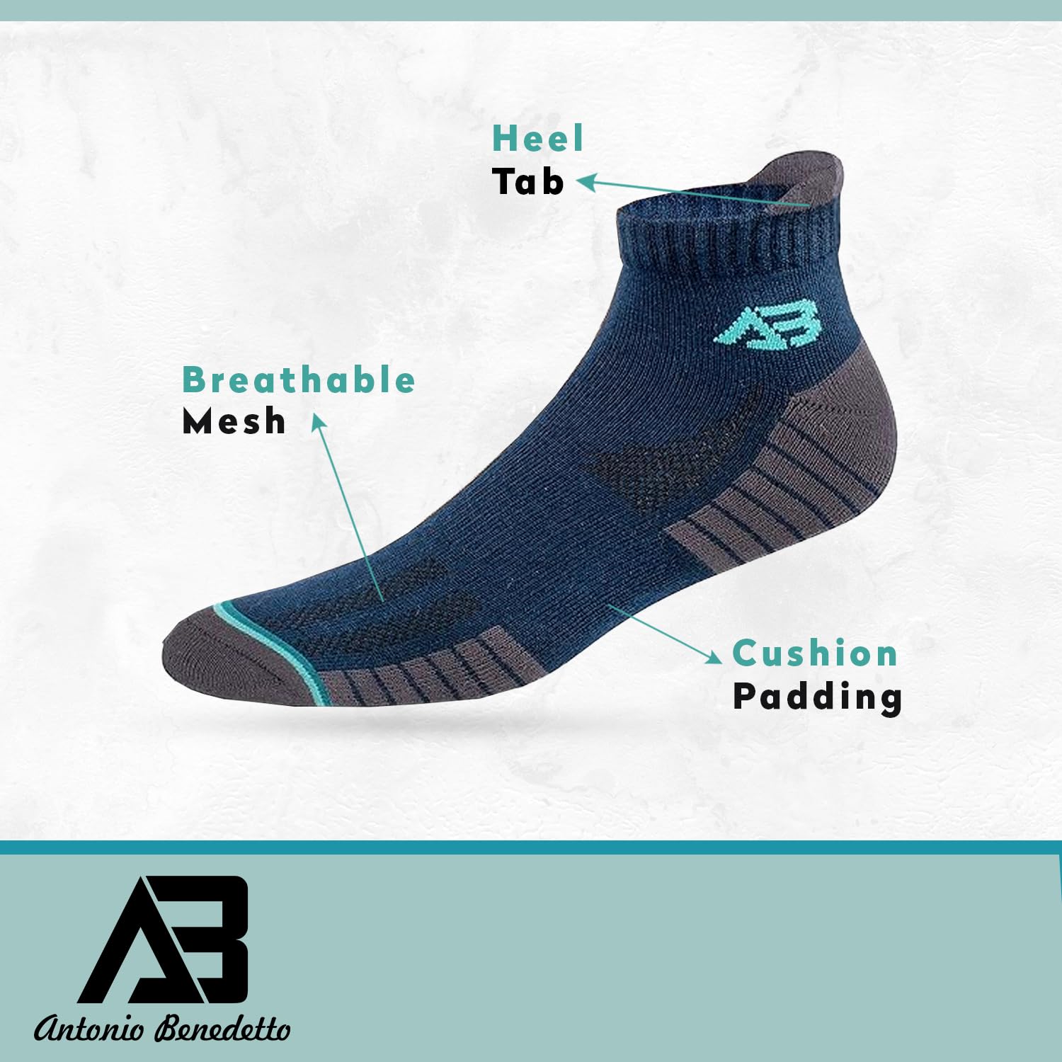 Antonio Benedetto Unisex Ankle Socks - Breathable Anti Odour - Image 2