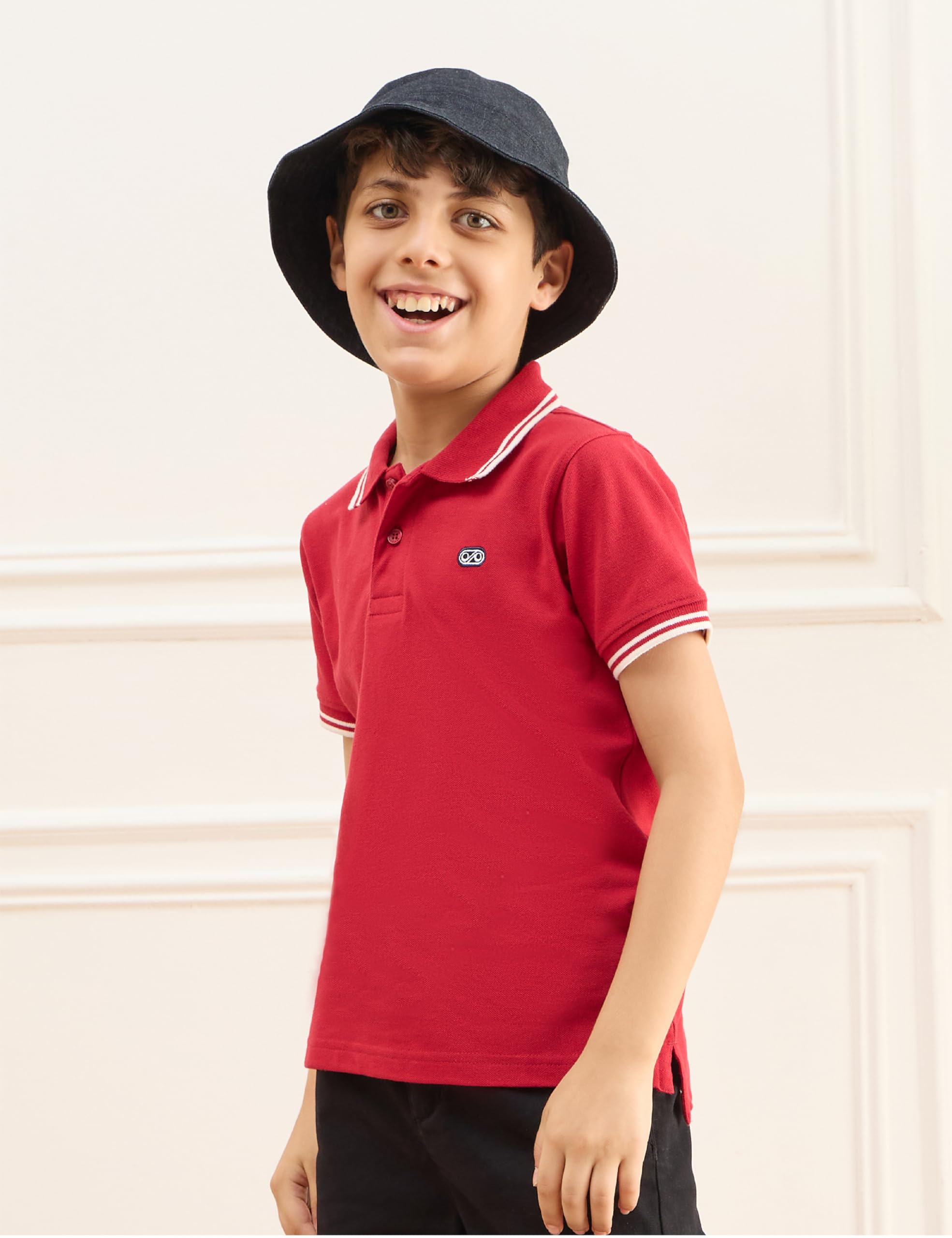 Symbol Kids Solid Polo T-Shirts for Boys - Sky Blue & Red - Image 4