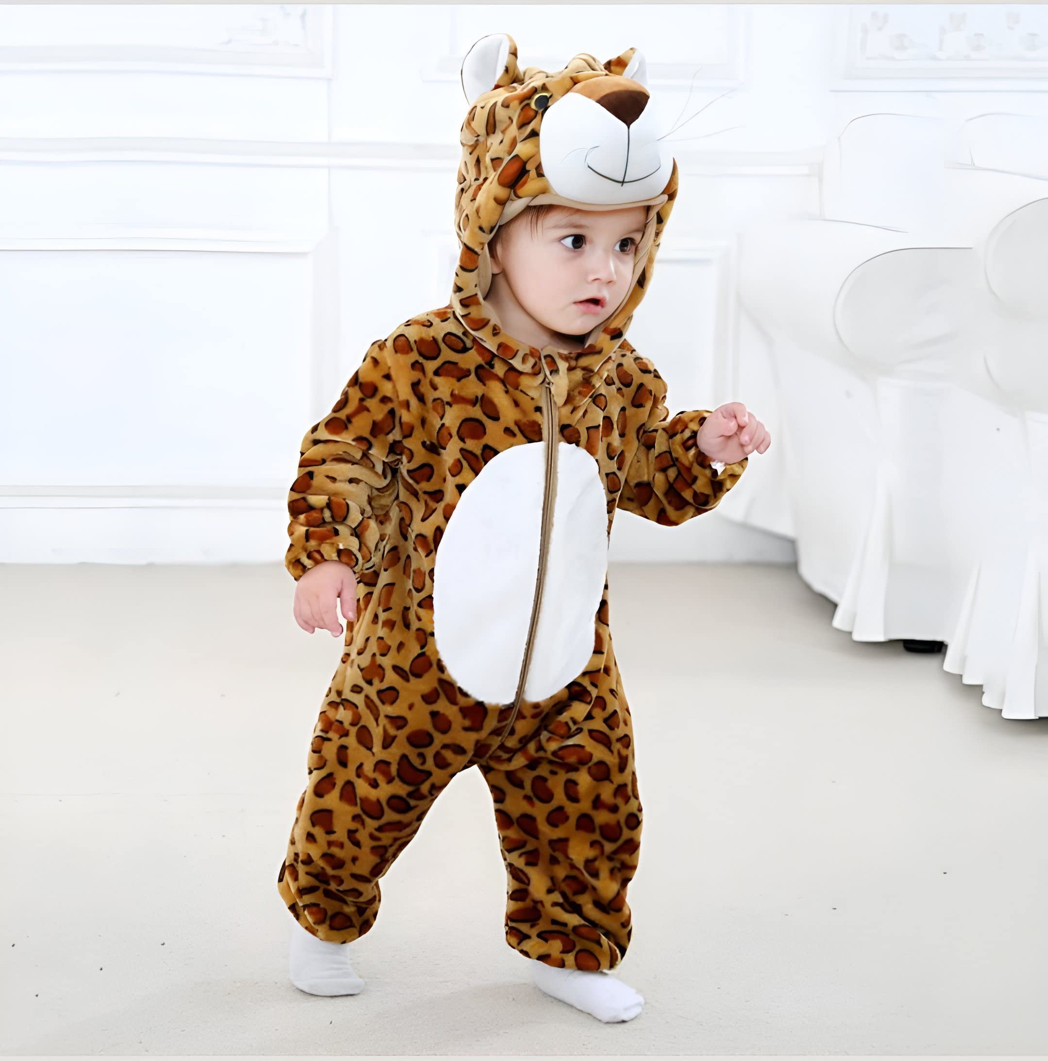 BRANDONN Unisex Baby Panda Flannel Romper - Leopard Print - Image 2