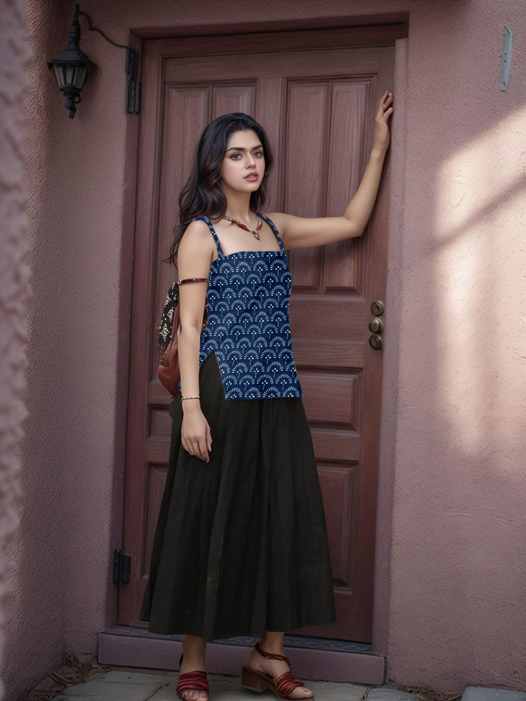 Aahwan Blue Printed Kurti Top for Women - Image 5