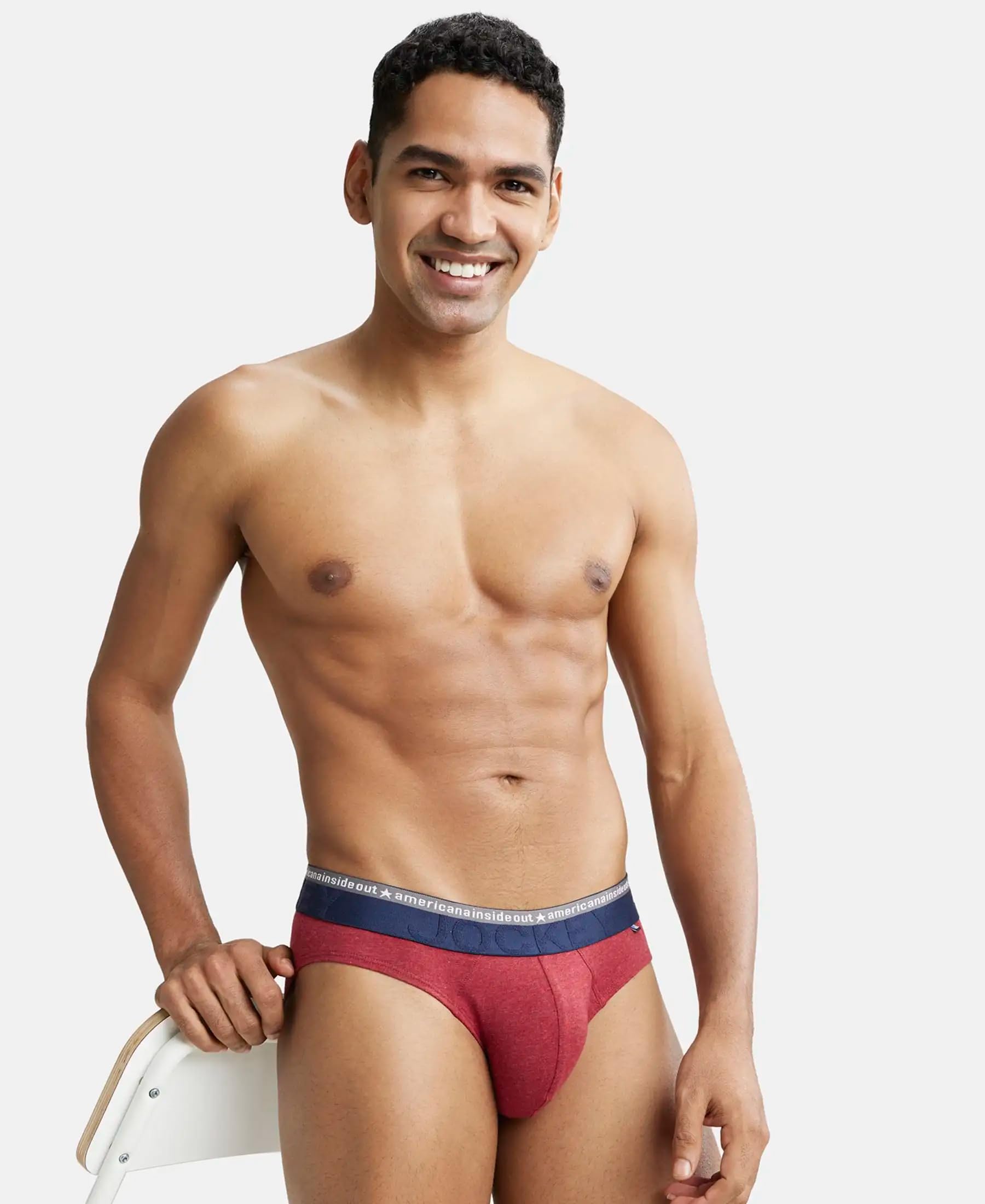 Jockey Men's Cotton Brief - Red Melange - Image 5