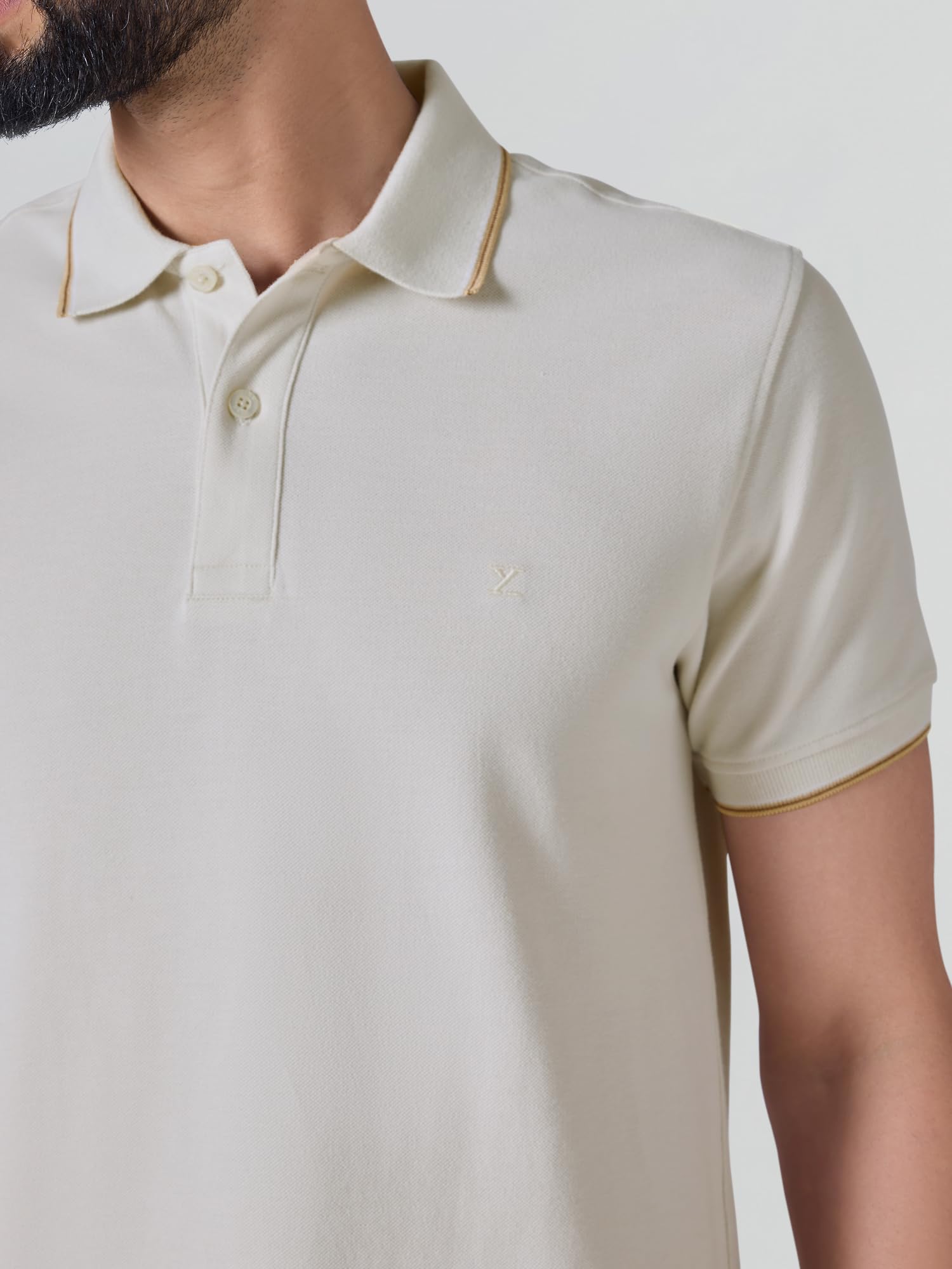 XYXX Men's Solid Halfsleeve Polo Tshirt - Pearl White - Image 2