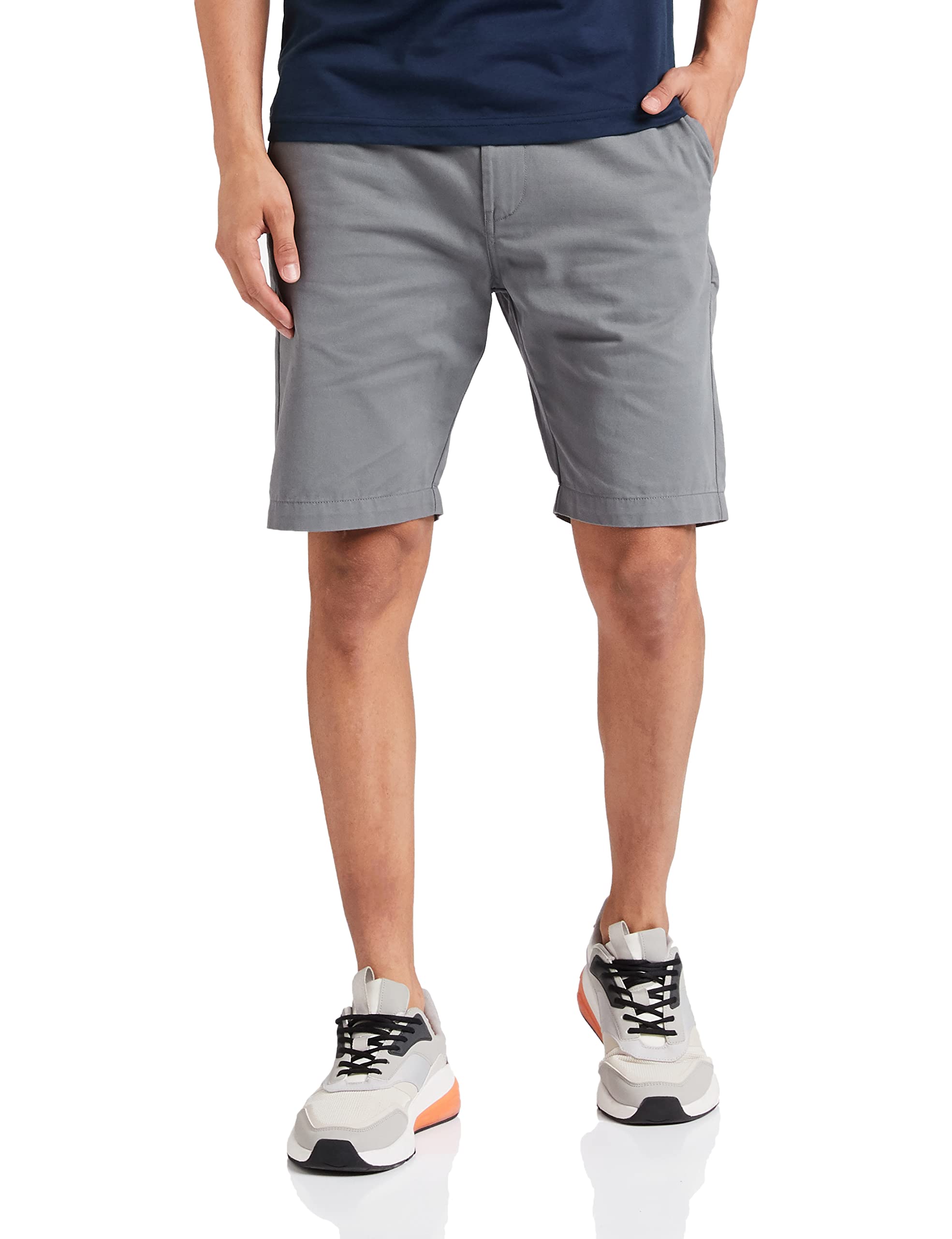 Symbol Men's Cotton Chino Shorts - Navy & Grey - Image 5