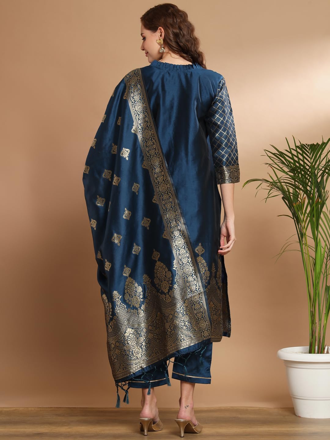 VredeVogel Teal Kurta Pant Set for Women - Image 5