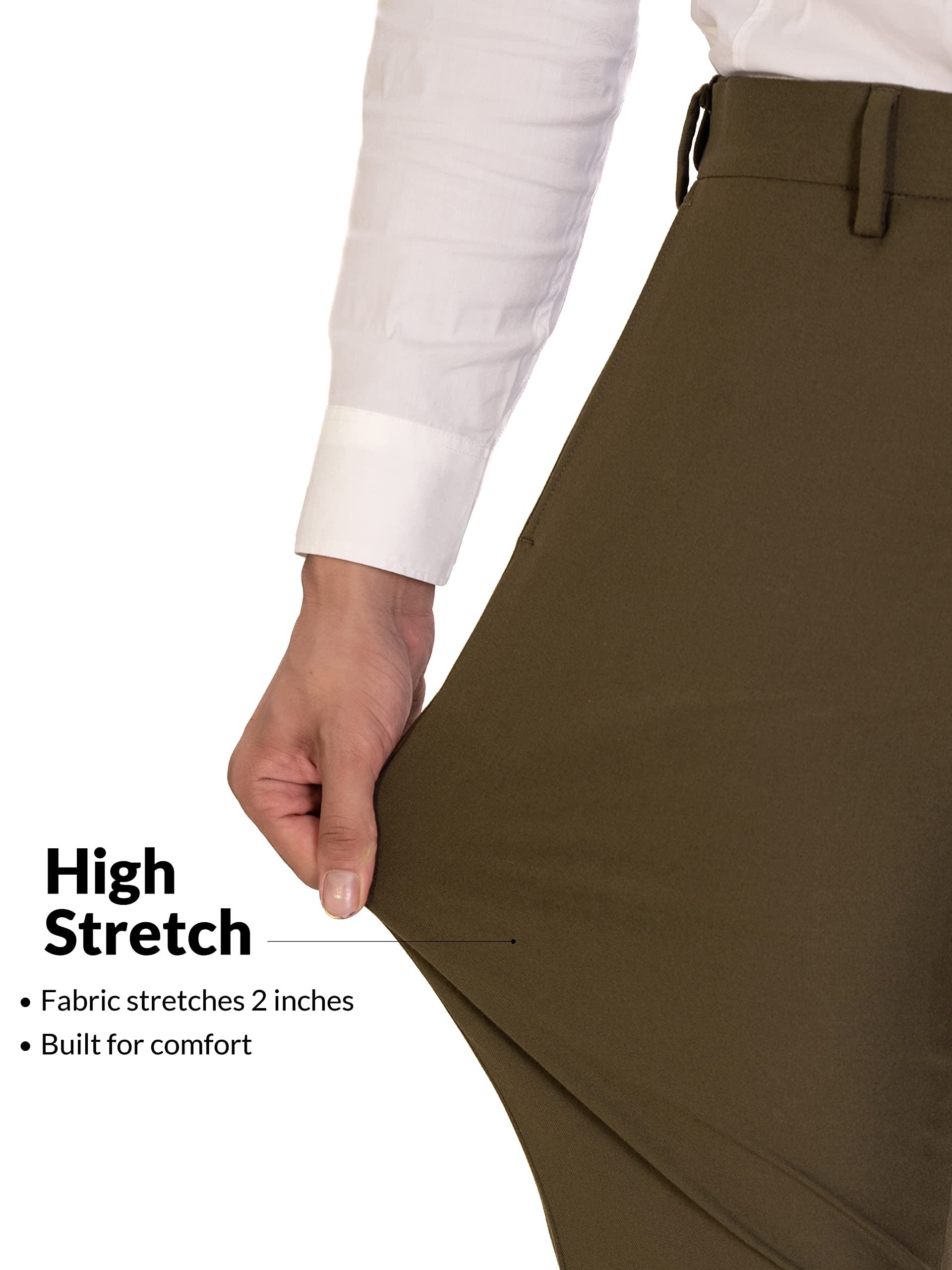Luxury Olive Formal Pants for Men - Stretchable - Image 5