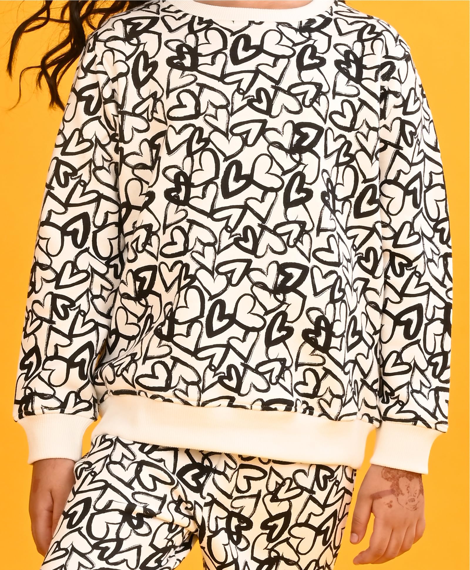 ANTHRILO Girls Black Fleece Sweatshirt Set - Image 4