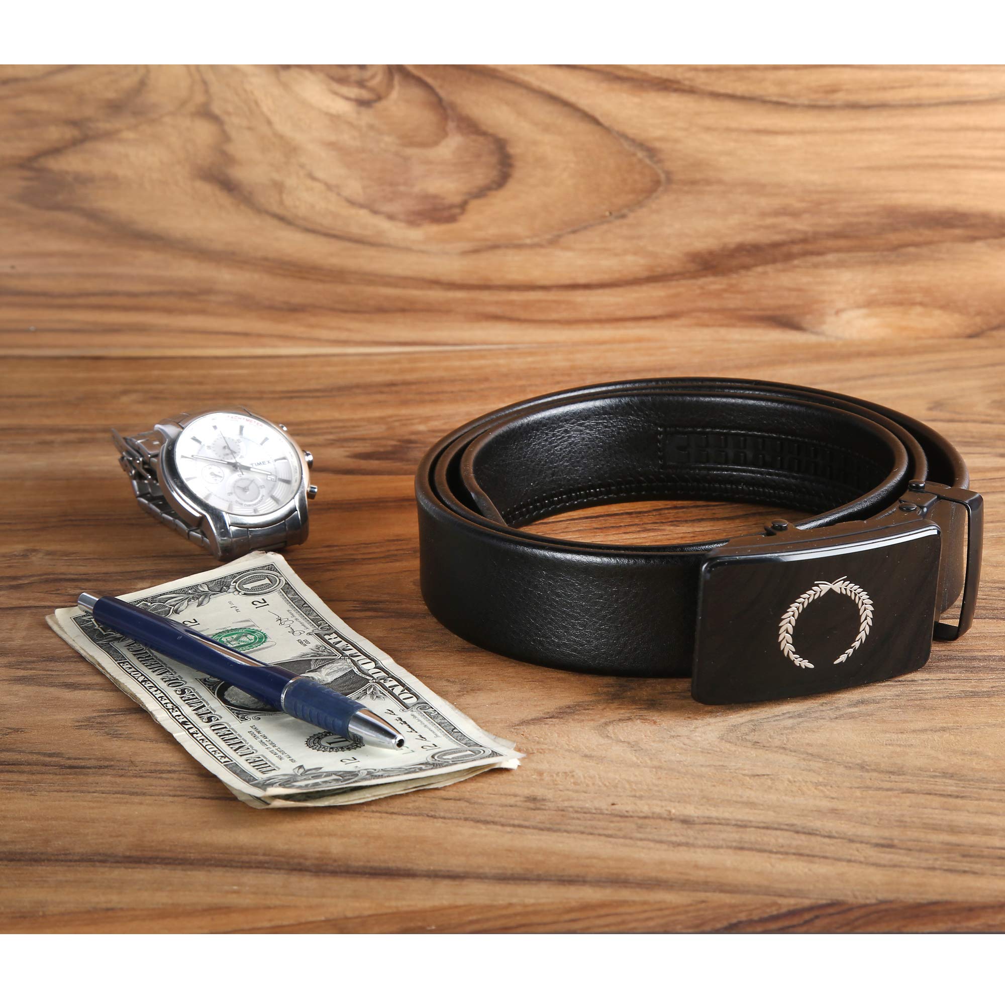 VOGARD Men Vegan Leather Belt - Black - Image 5