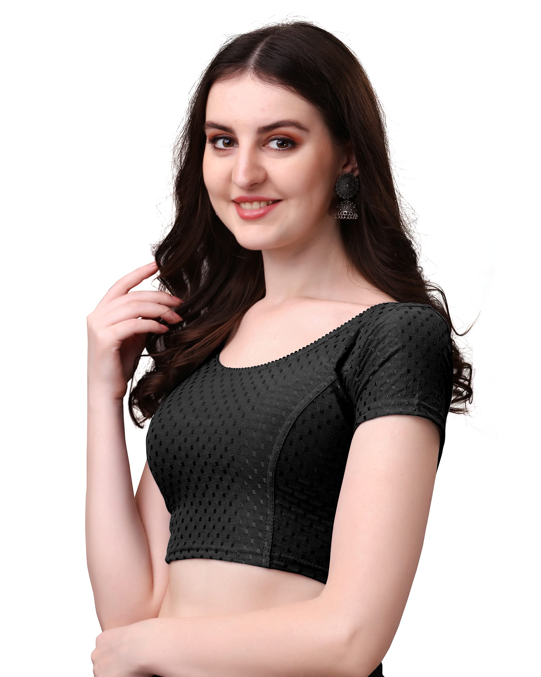 Kipzy Women's Cotton Saree Blouse - Round Neck - Image 5