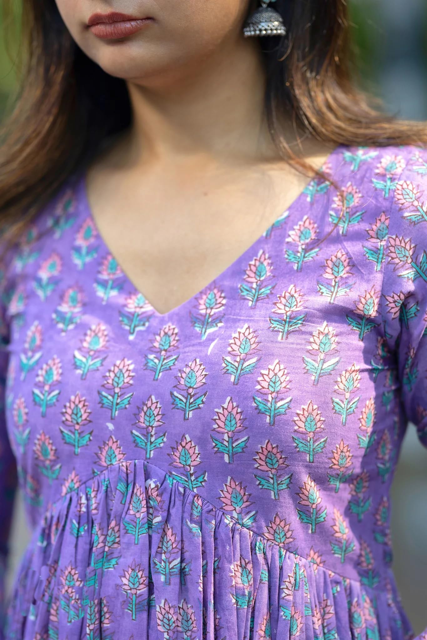 Nermosa Anarkali Kurta Set for Women - Purple - Image 3